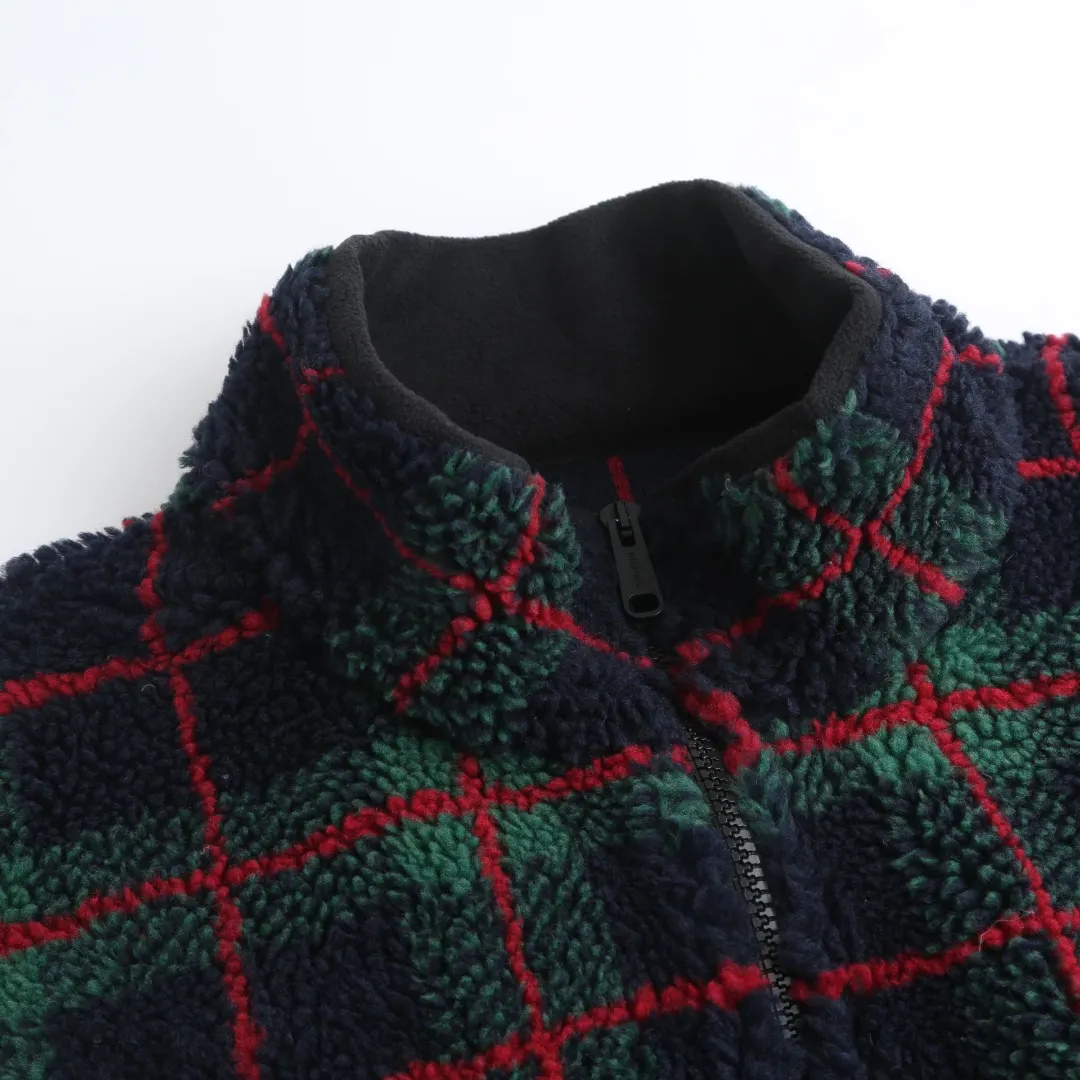 Plaid Wool-Blend Fleece Zip-Up Jacket D30019918 — view 4
