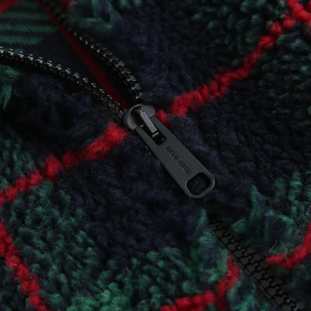 Plaid Wool-Blend Fleece Zip-Up Jacket D30019918 — view 5