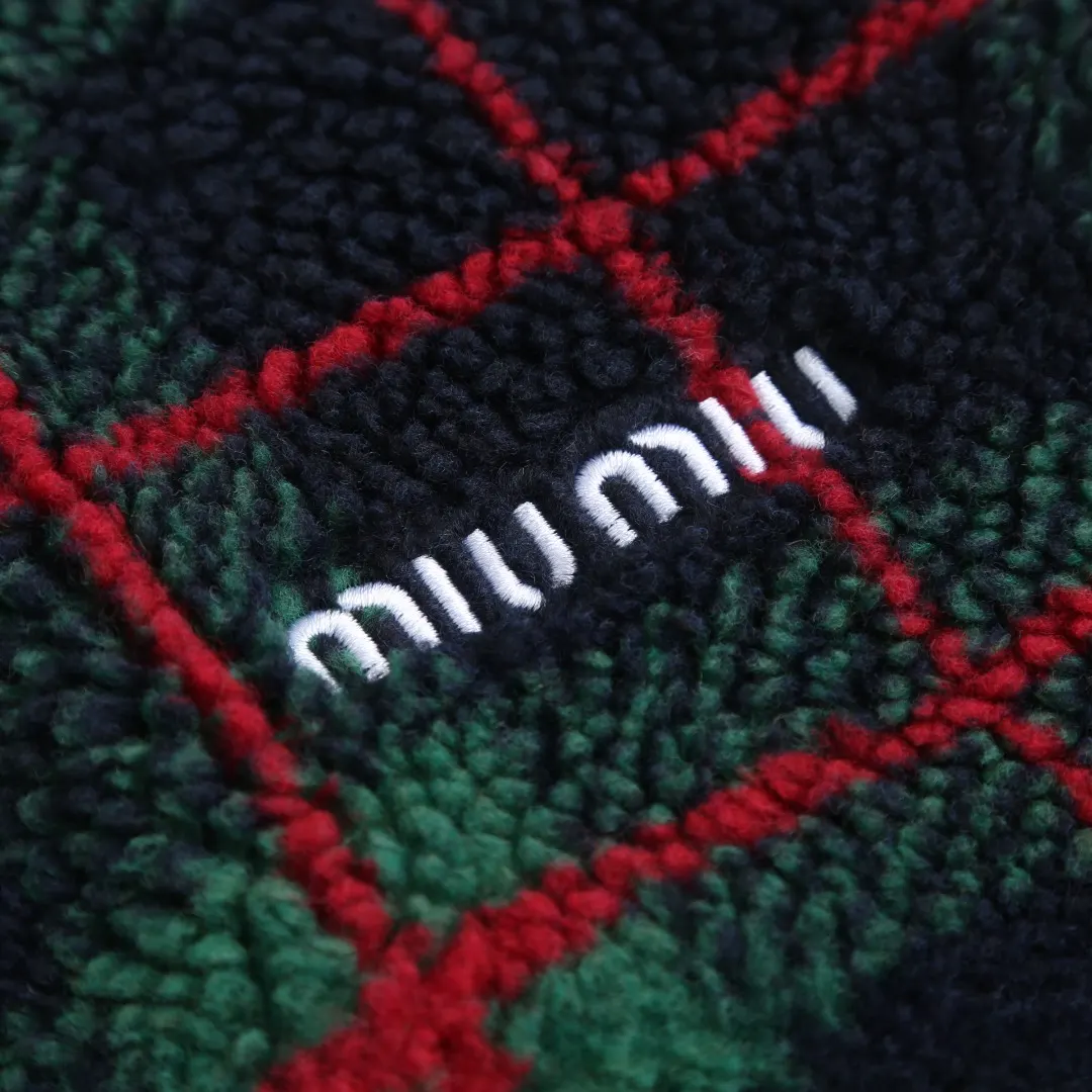 Plaid Wool-Blend Fleece Zip-Up Jacket D30019918 — view 6