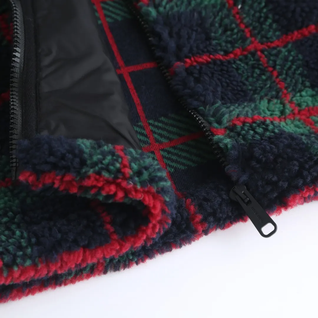 Plaid Wool-Blend Fleece Zip-Up Jacket D30019918 — view 11