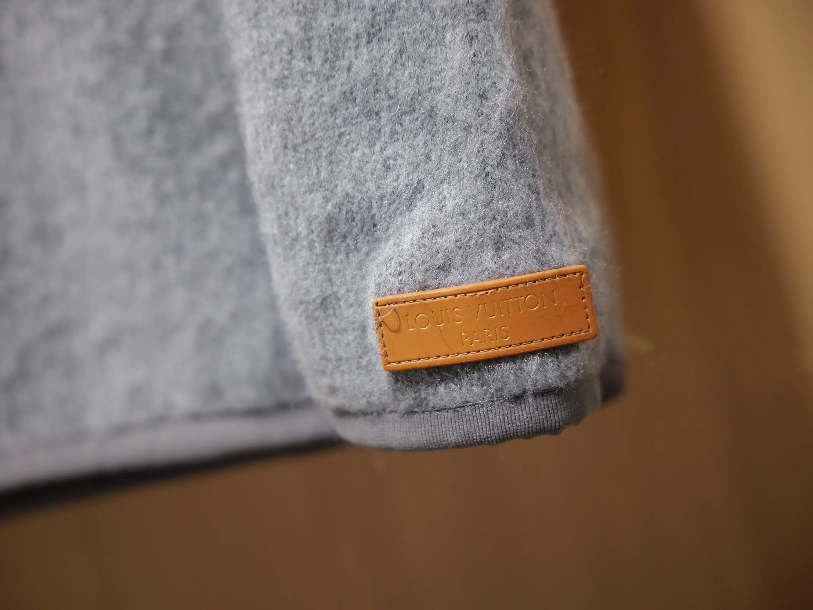 Leather-Trimmed Brushed Knit Pullover D30521417 — view 4