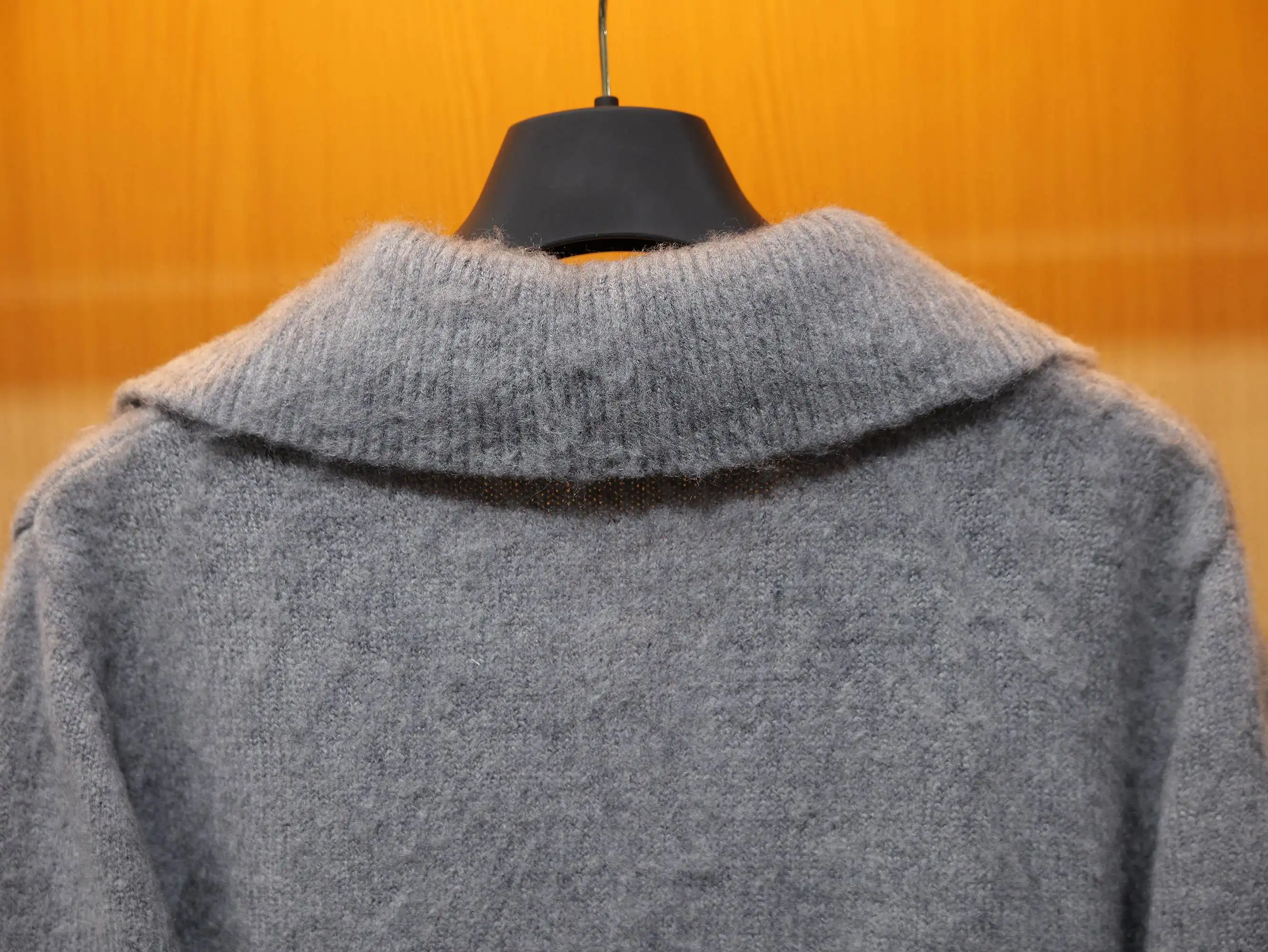 Leather-Trimmed Brushed Knit Pullover D30521417 — view 7