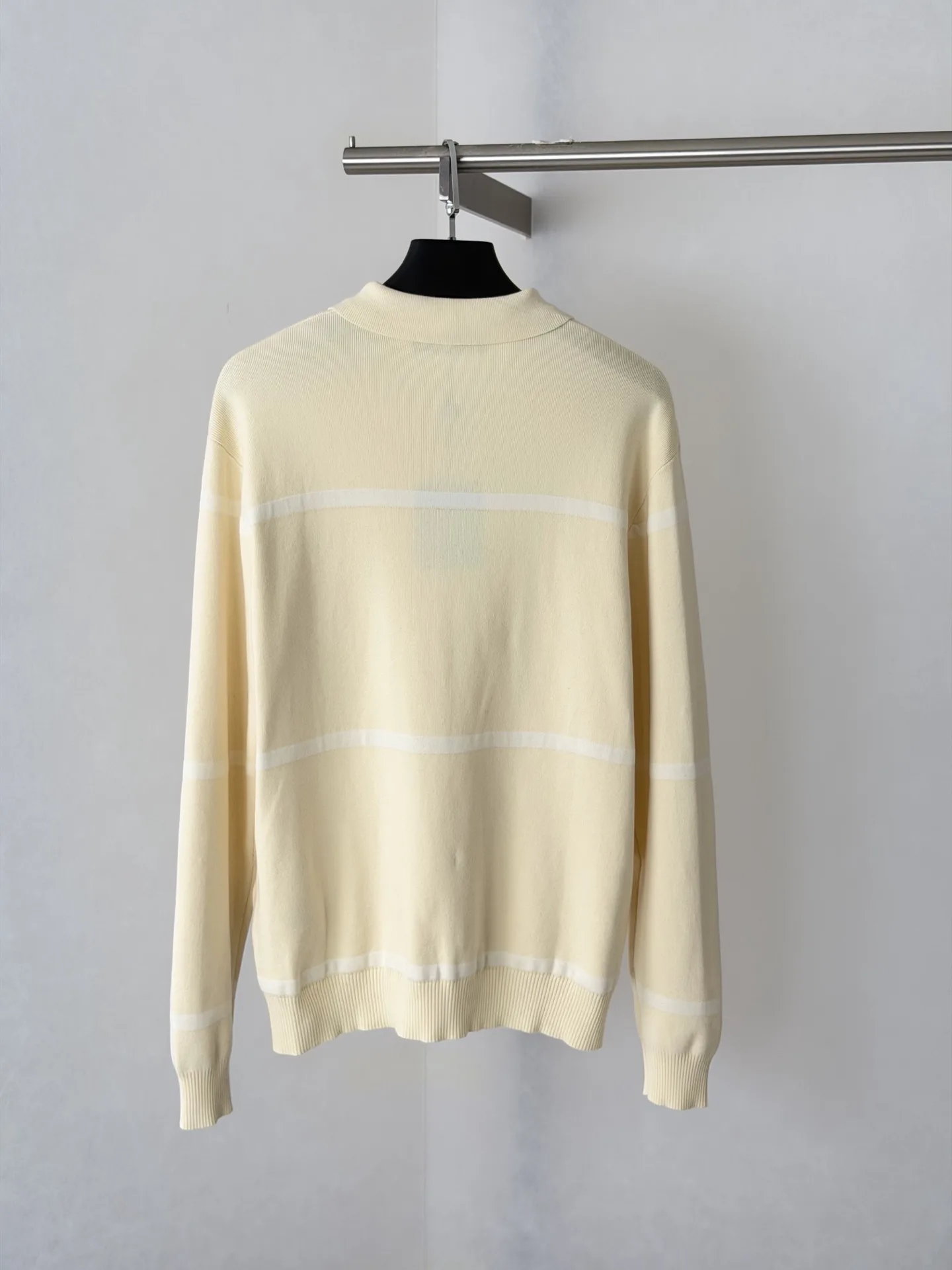 Striped Knit Long-Sleeve Polo Shirt D30523448 — view 2