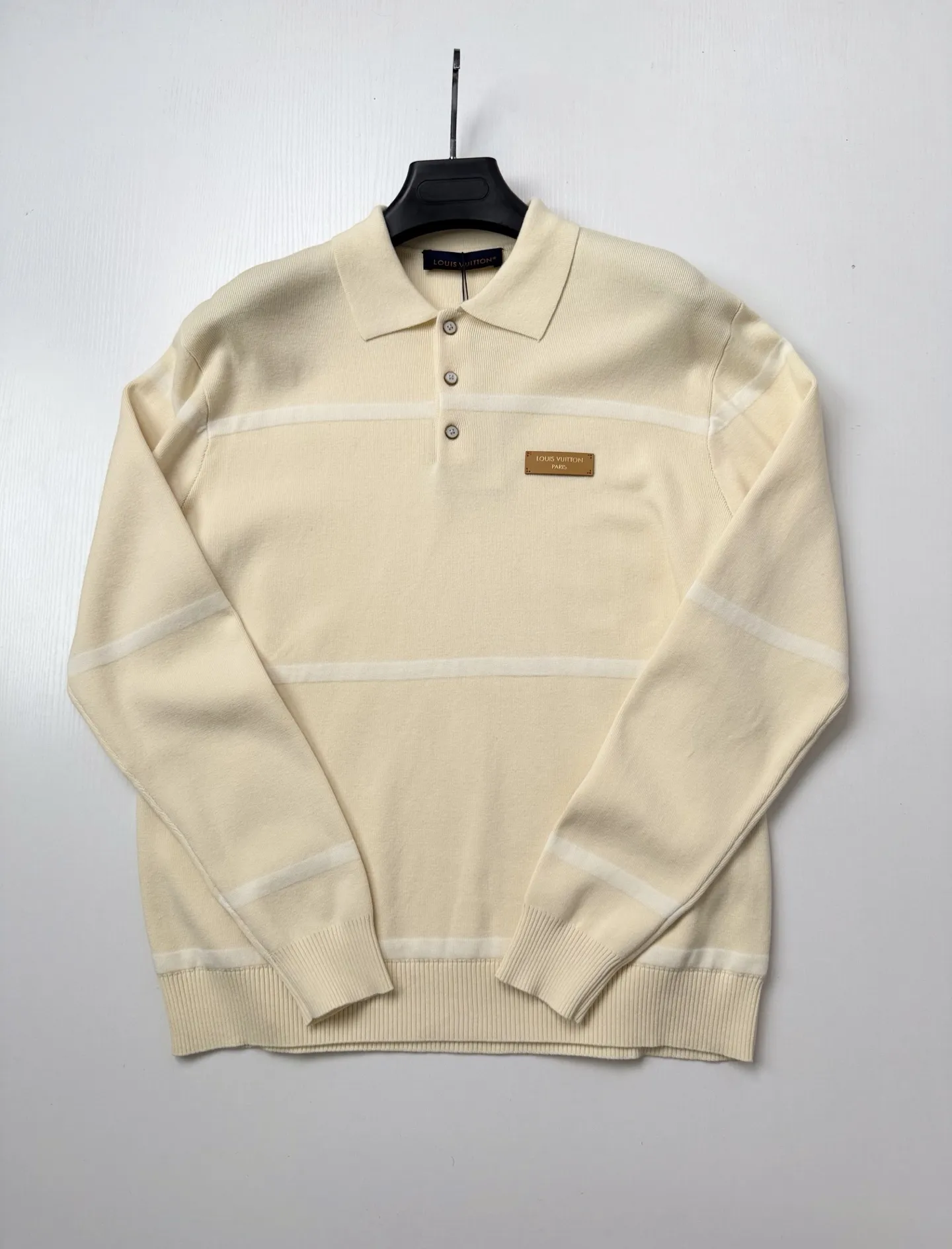 Striped Knit Long-Sleeve Polo Shirt D30523448 — view 3