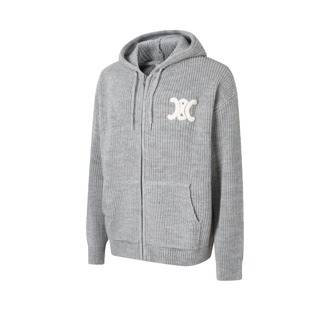 Triomphe Logo Merino Wool Zip-Up Knit Hoodie D30521912 — view 2