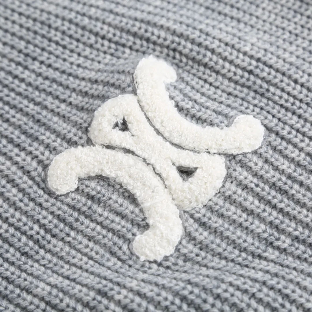 Triomphe Logo Merino Wool Zip-Up Knit Hoodie D30521912 — view 8