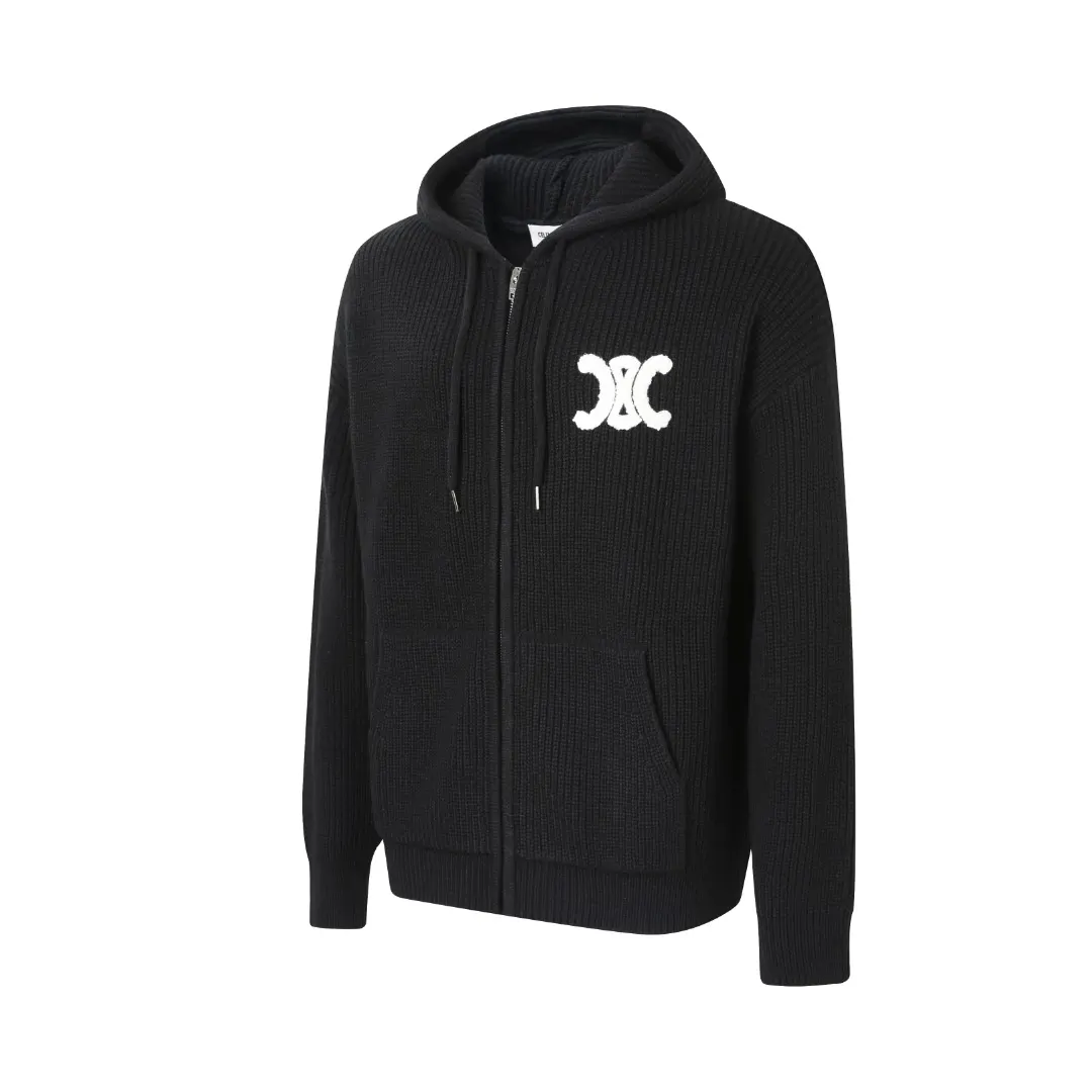 Logo-Embroidered Merino Wool Zip-Up Hoodie D30521913 — view 2