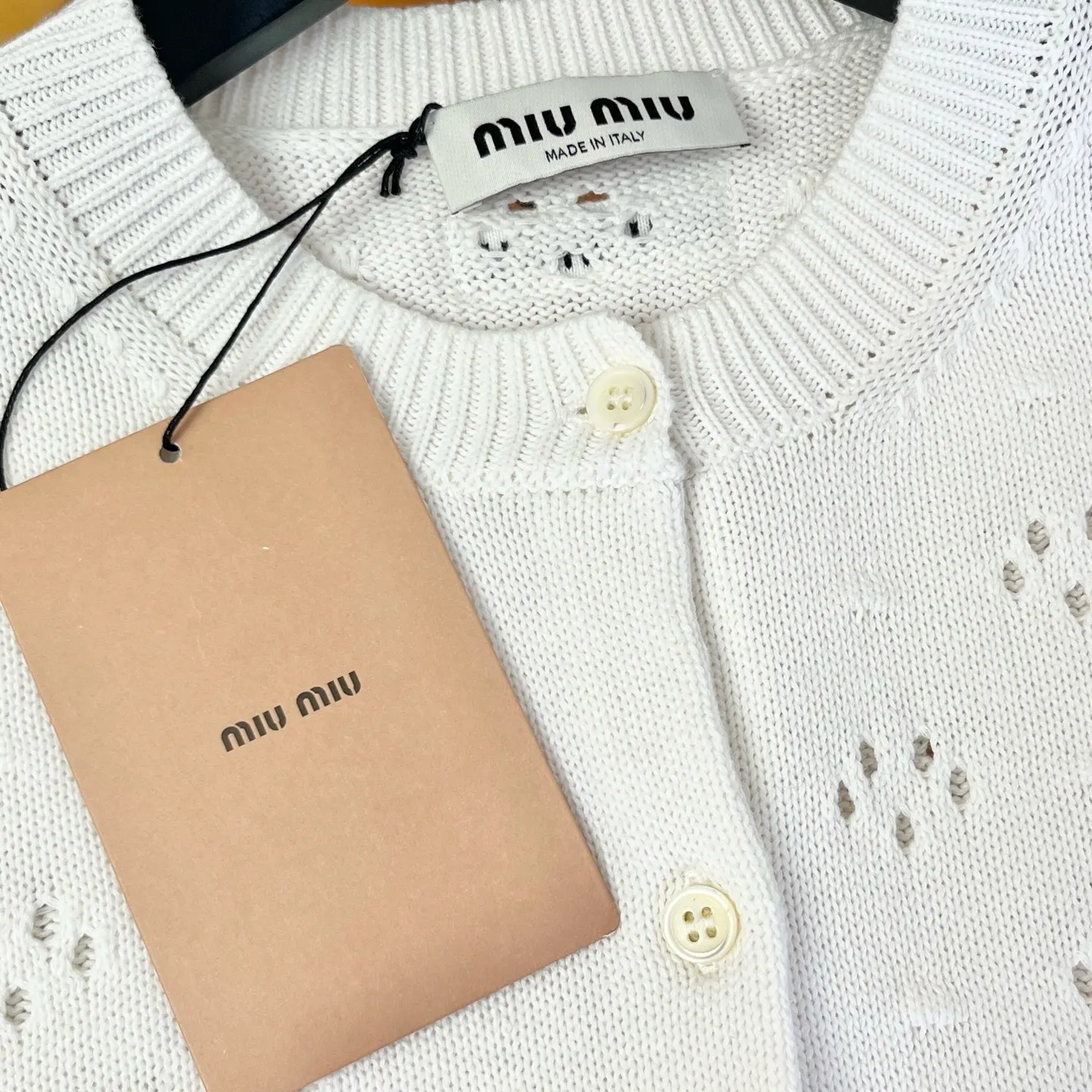Pointelle Knit Cotton Cardigan D30522901 — view 5