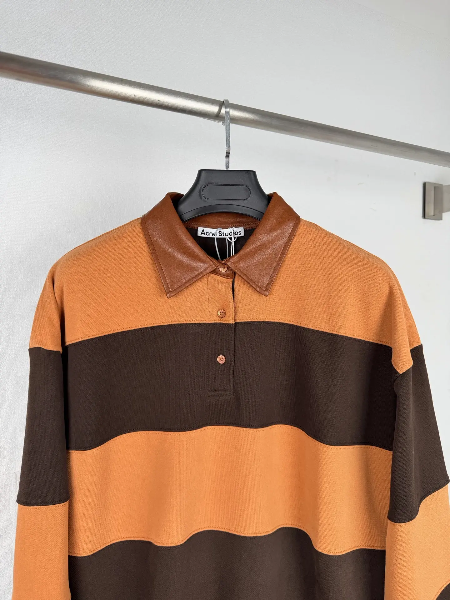 Striped Cotton-Jersey Sweatshirt with Leather Collar D31019995 — view 2