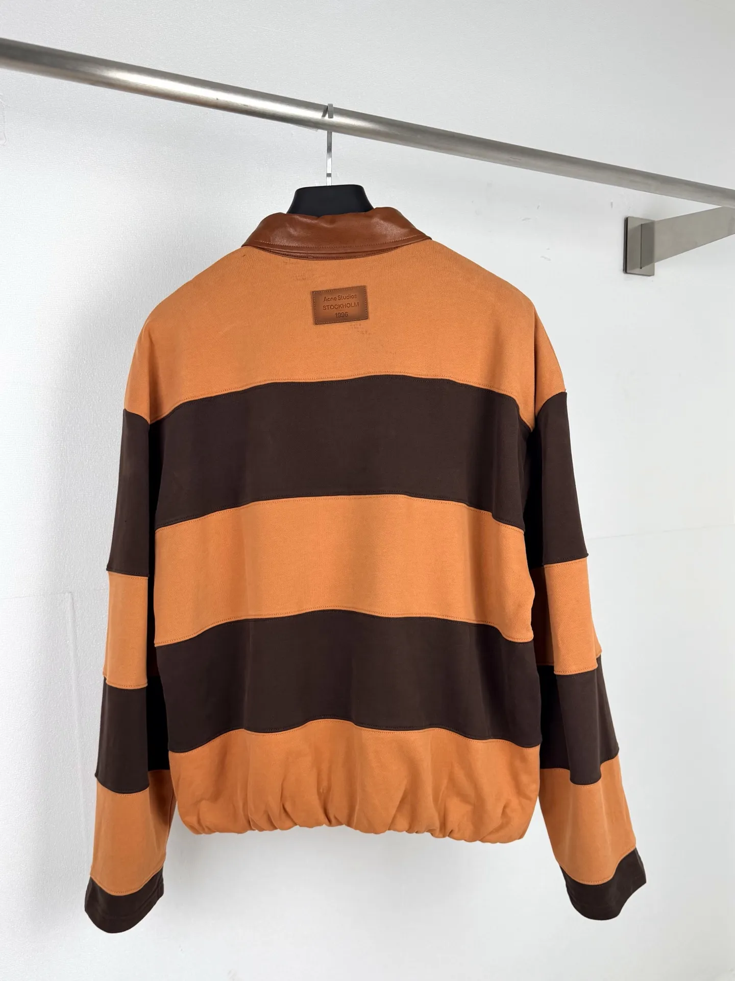 Striped Cotton-Jersey Sweatshirt with Leather Collar D31019995 — view 3
