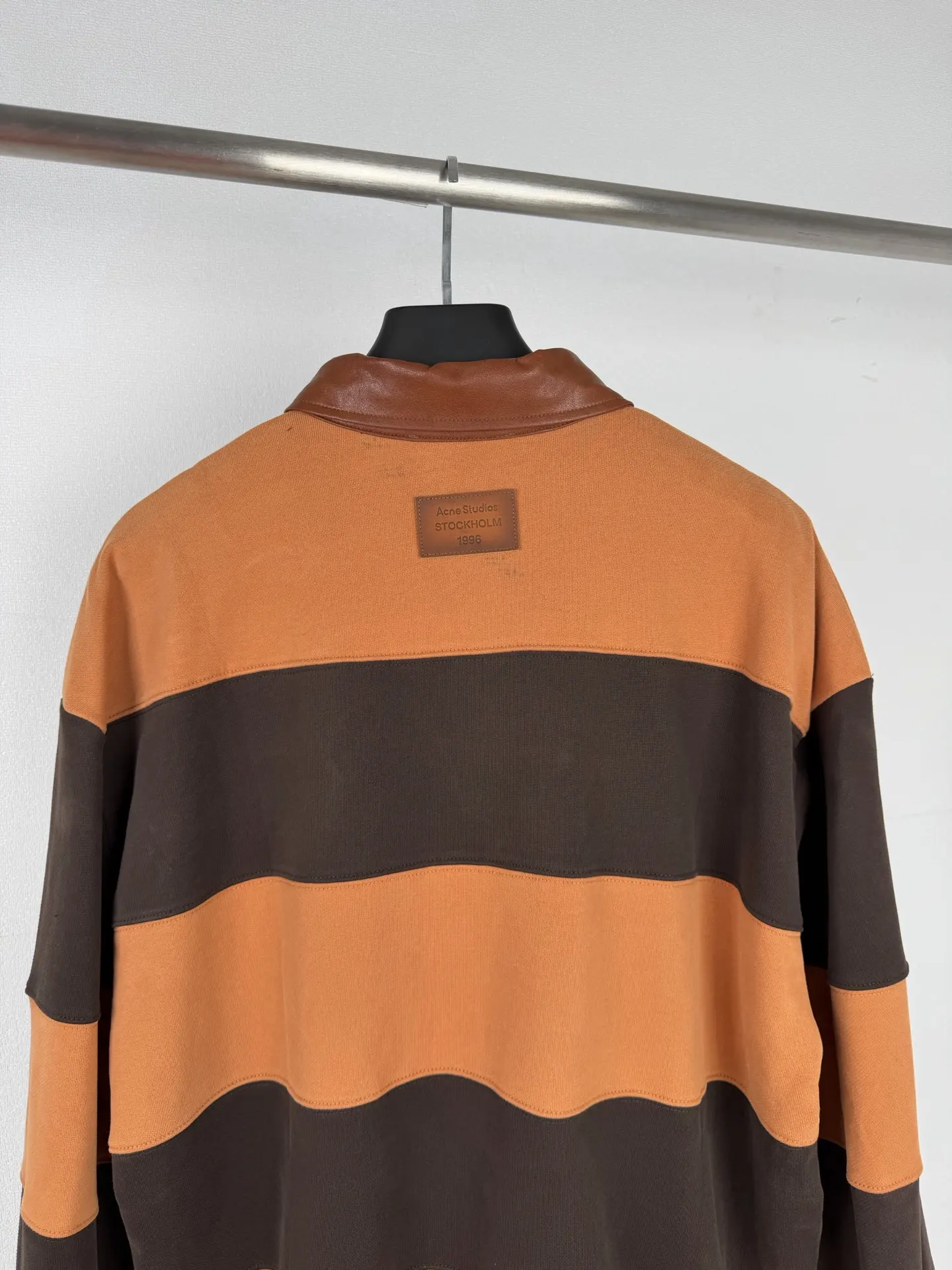 Striped Cotton-Jersey Sweatshirt with Leather Collar D31019995 — view 4