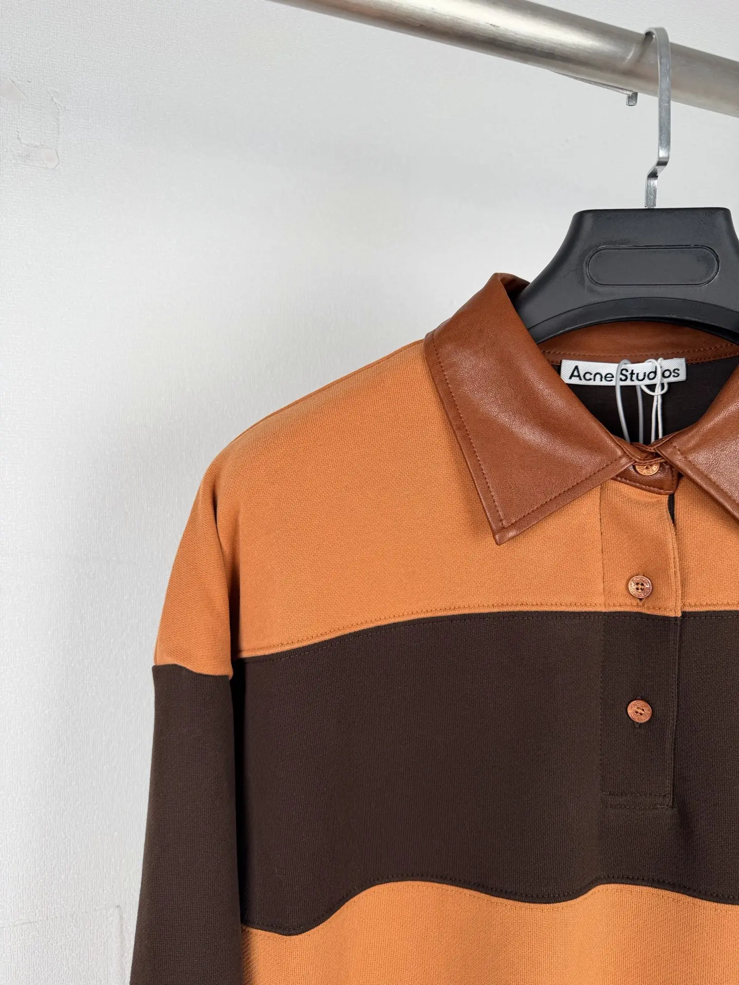 Striped Cotton-Jersey Sweatshirt with Leather Collar D31019995 — view 6