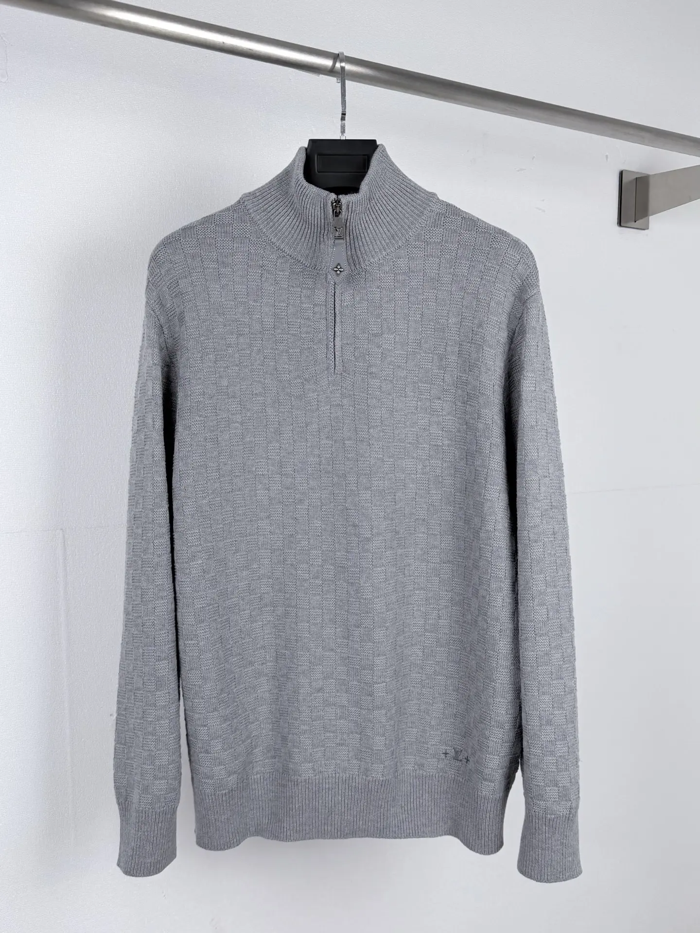 Damier Half-Zip Embroidered Knit Sweater D32020021