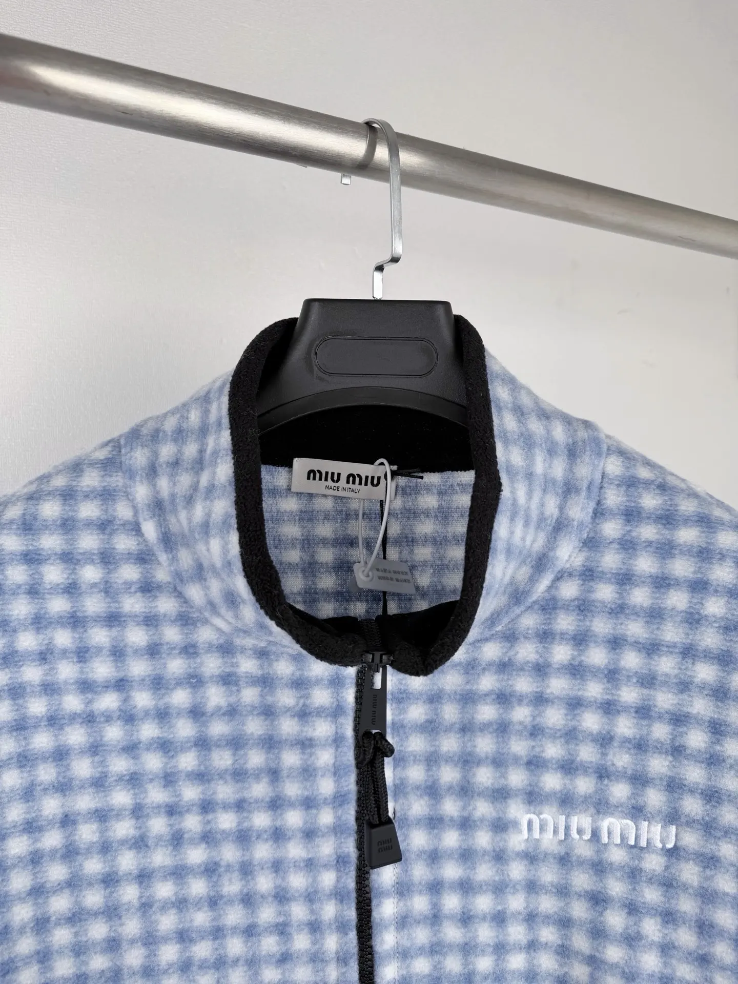 Gingham Embroidered Fleece Zip-Up Jacket D32020015 — view 5