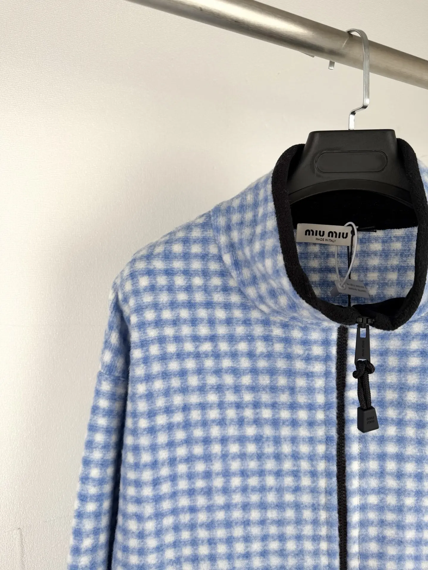 Gingham Embroidered Fleece Zip-Up Jacket D32020015 — view 7
