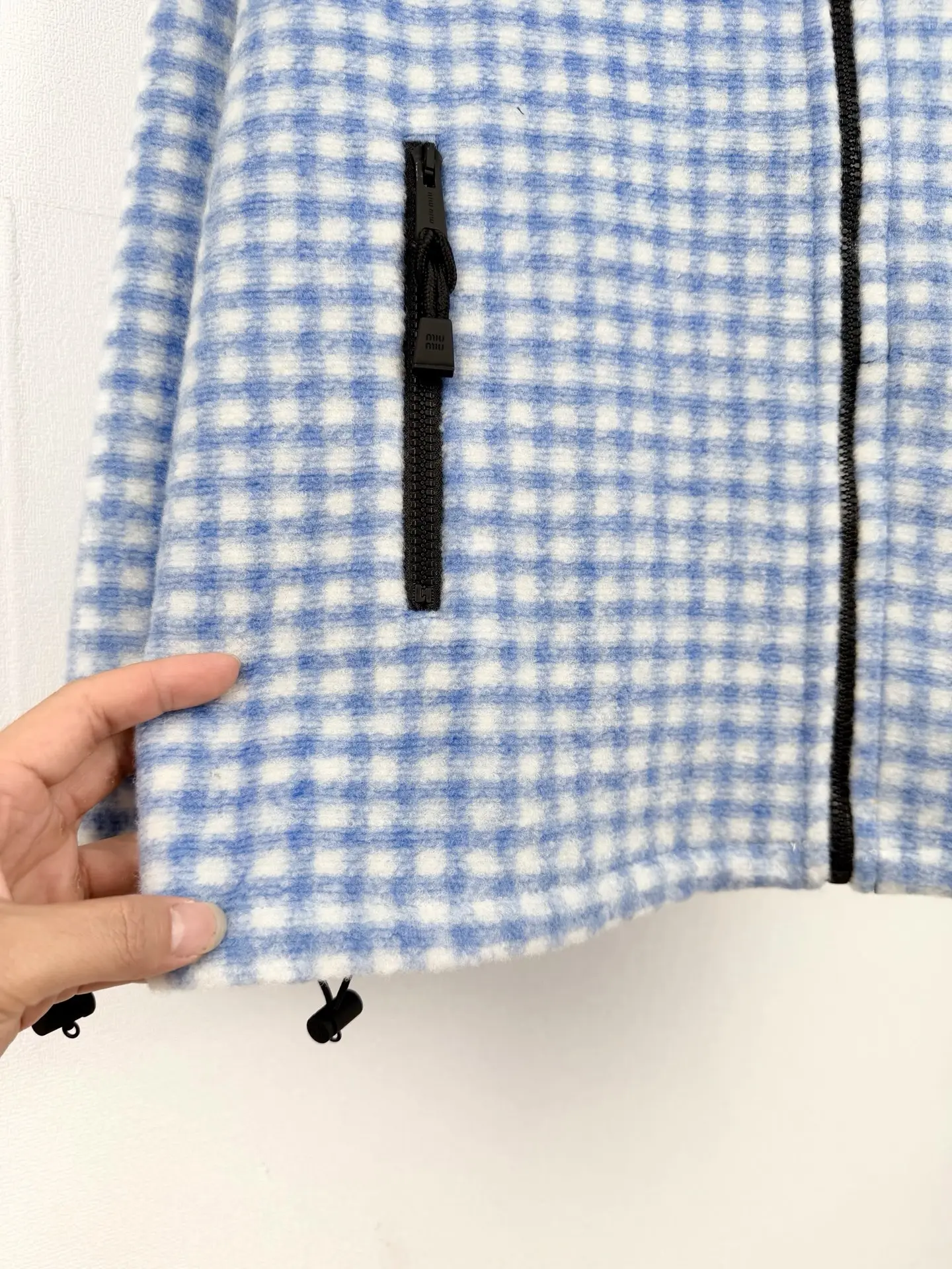 Gingham Embroidered Fleece Zip-Up Jacket D32020015 — view 9