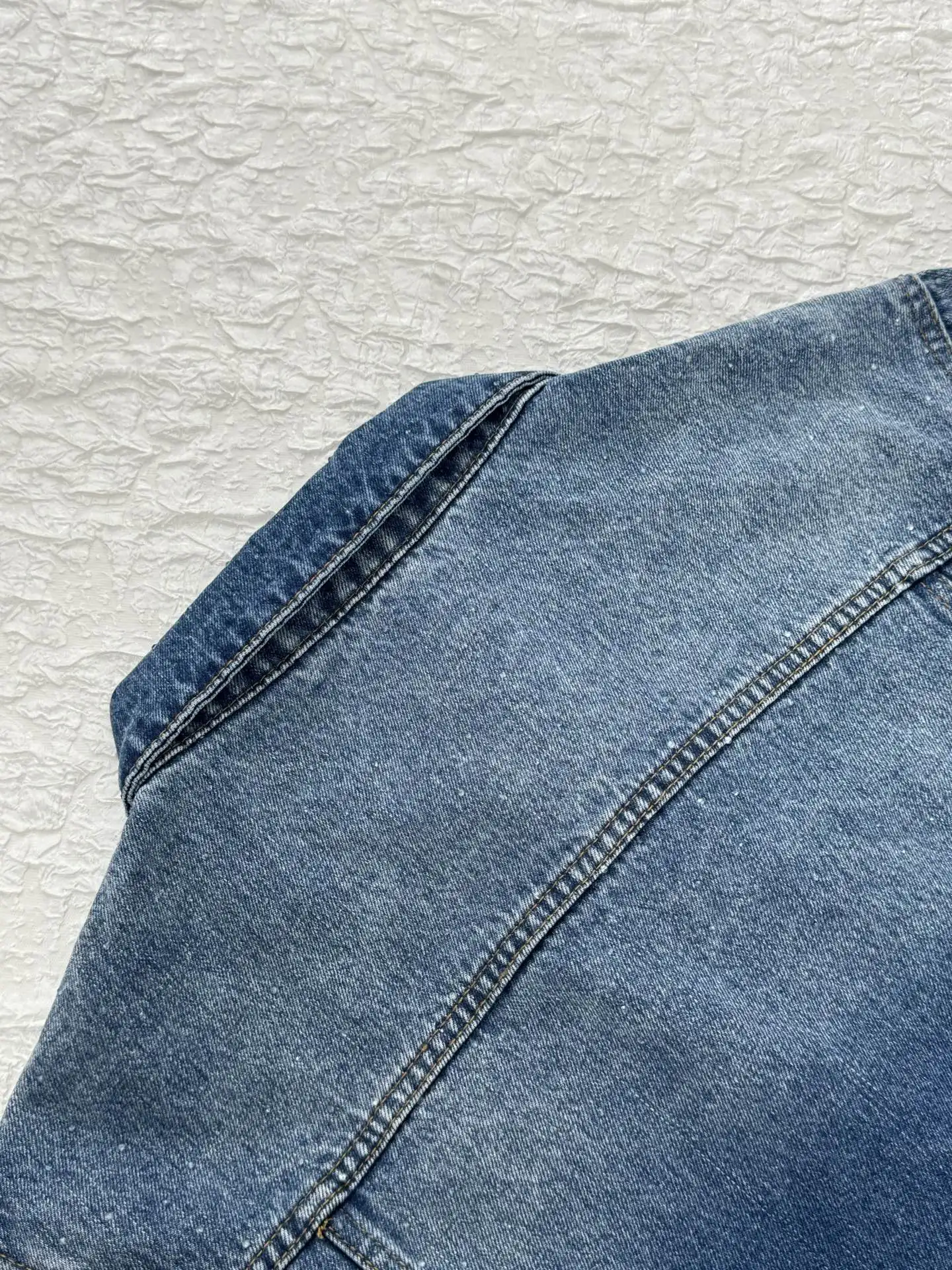 Embellished Washed Denim Jacket with Pearl Buttons D32519929 — view 12
