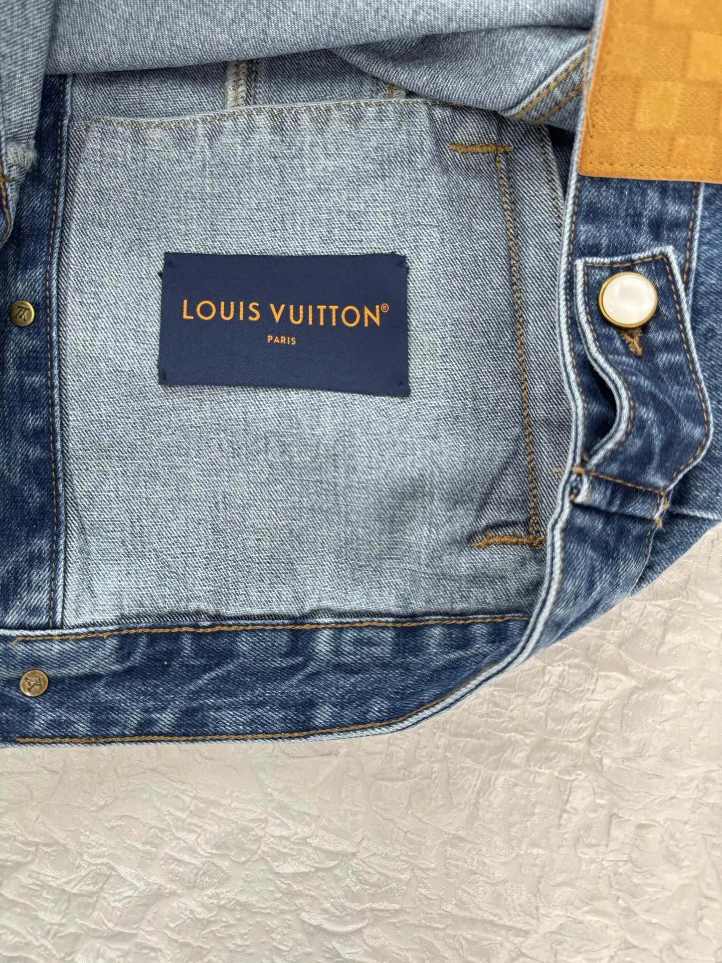 Embellished Washed Denim Jacket with Pearl Buttons D32519929 — view 13