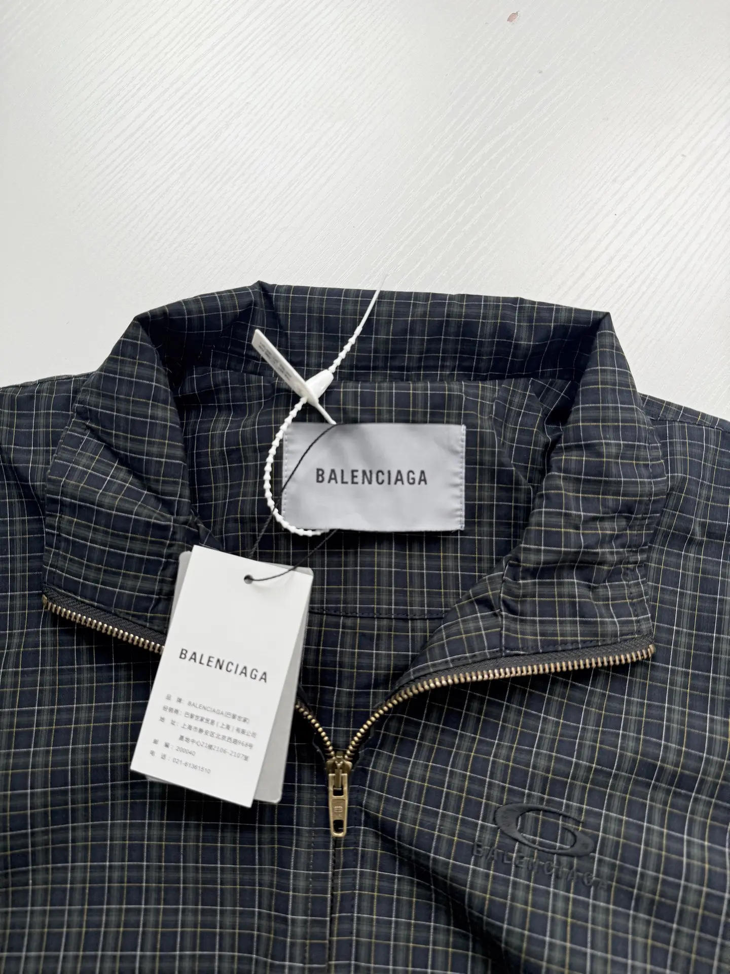 Checked Funnel-Neck Zip-Up Jacket D32522606 — view 4