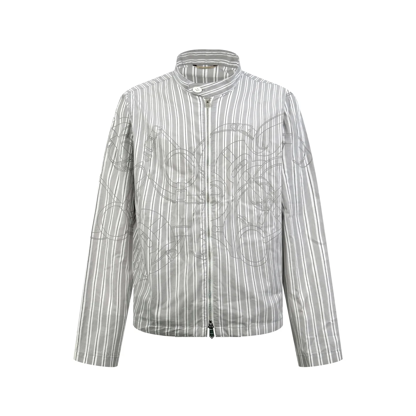 Striped Cotton Harrington Jacket with Equestrian Print D33021919