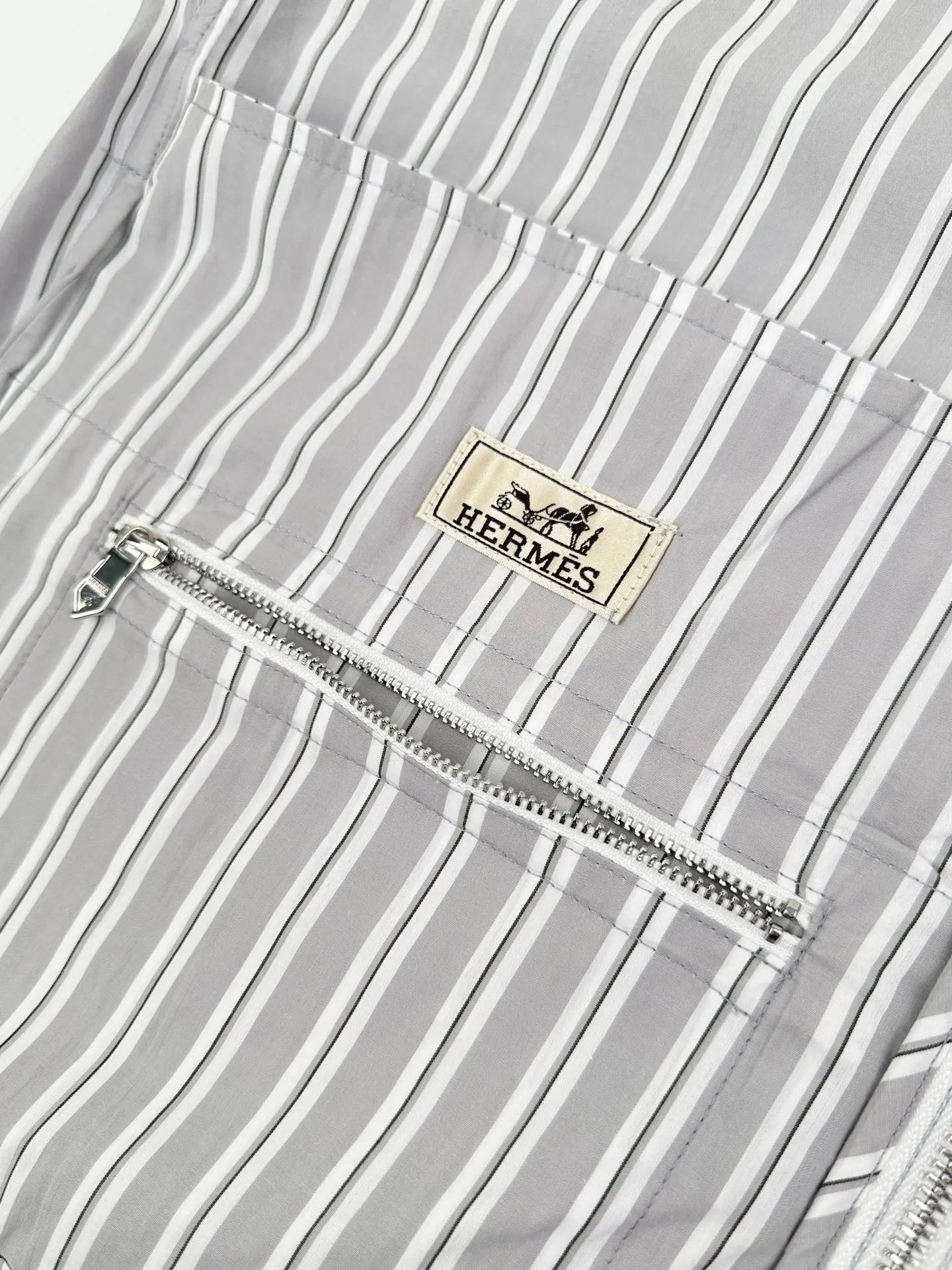 Striped Cotton Harrington Jacket with Equestrian Print D33021919 — view 11