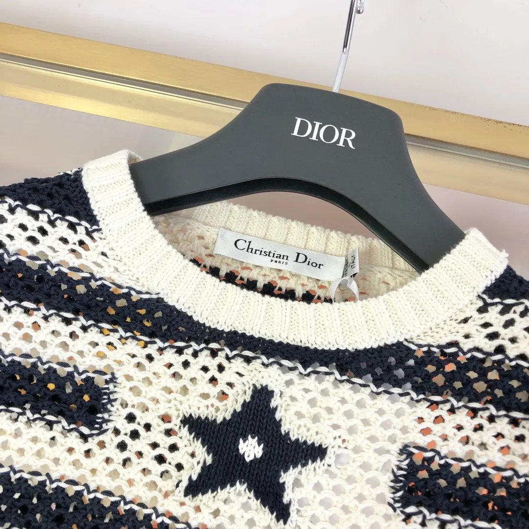 Striped Open-Knit Cotton Sweater D33522772 — view 3