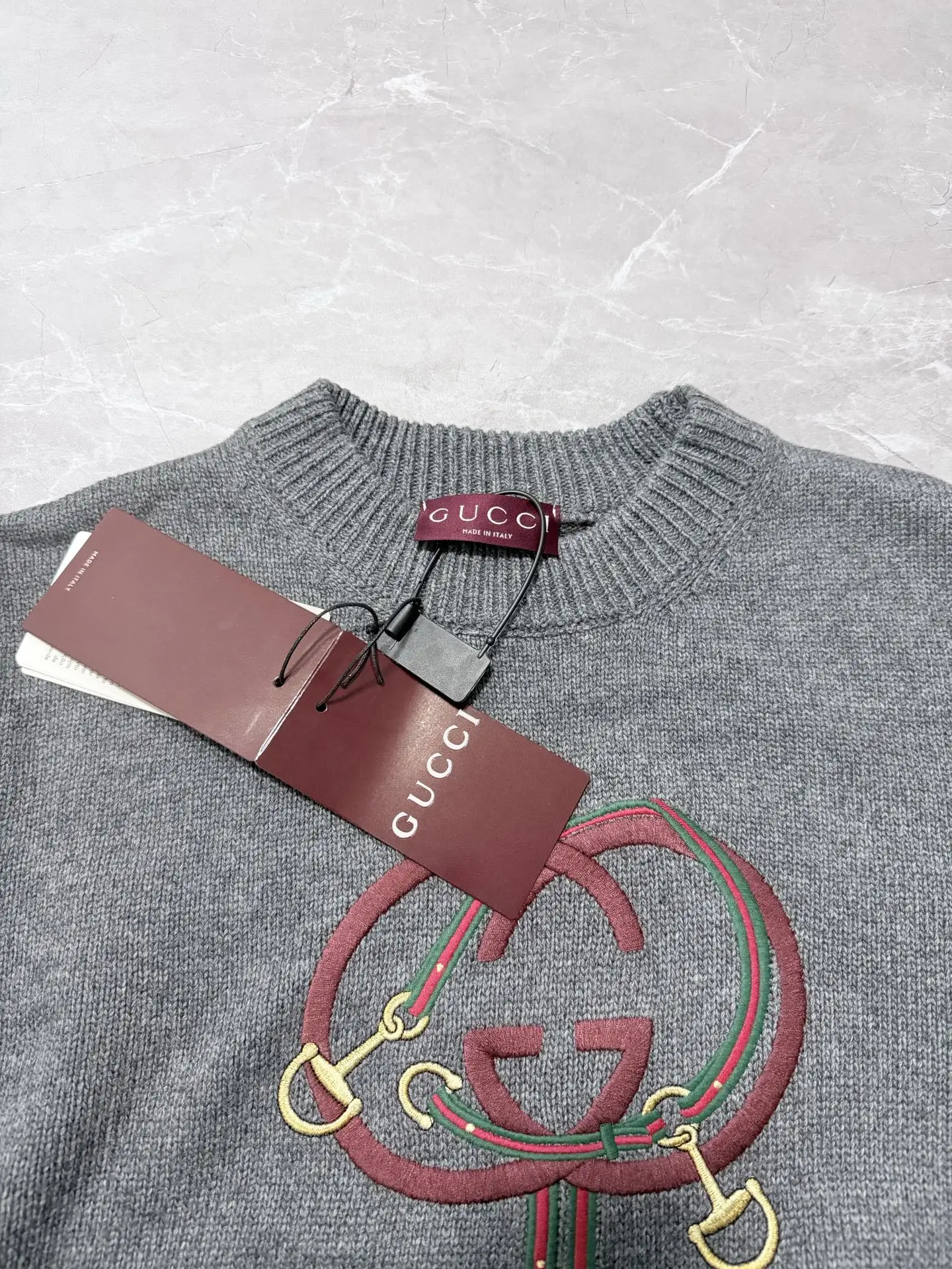 Interlocking G and Stirrup Embroidered Wool Sweater D33522040 — view 3