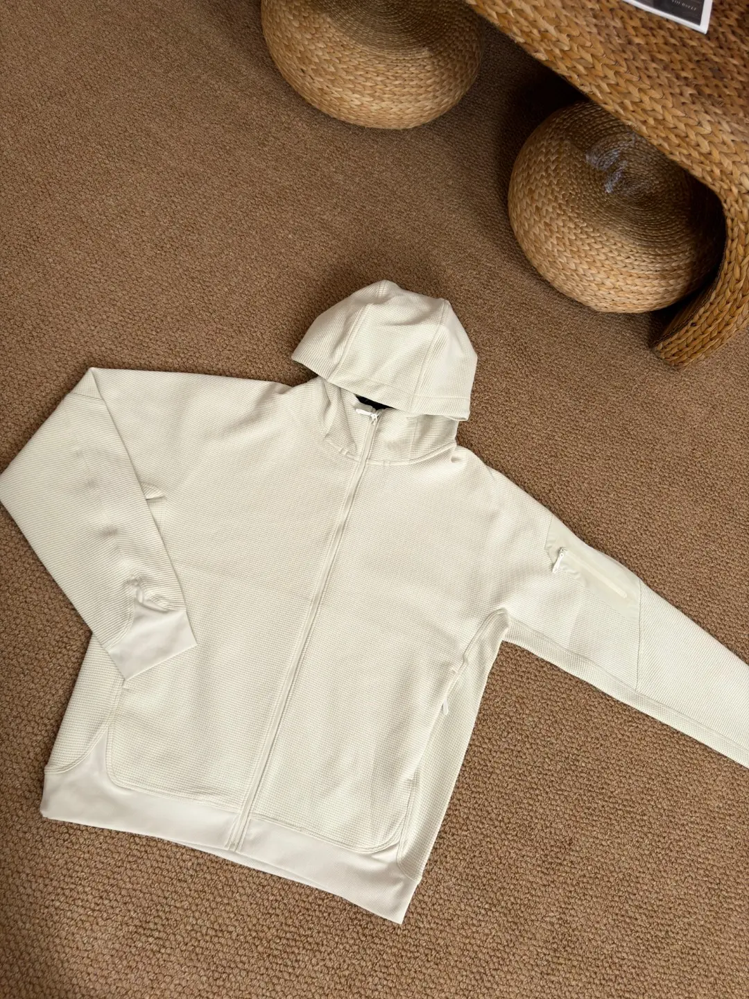 Olera Waffle-Knit Zip-Up Hooded Jacket D34022670