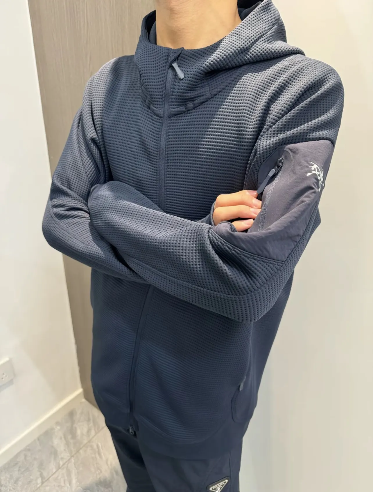 Olera Waffle-Knit Full-Zip Hoodie D34022671 — view 2