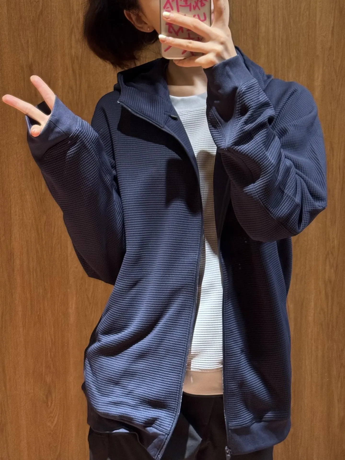 Olera Waffle-Knit Zip-Up Hooded Jacket D34022675 — view 5