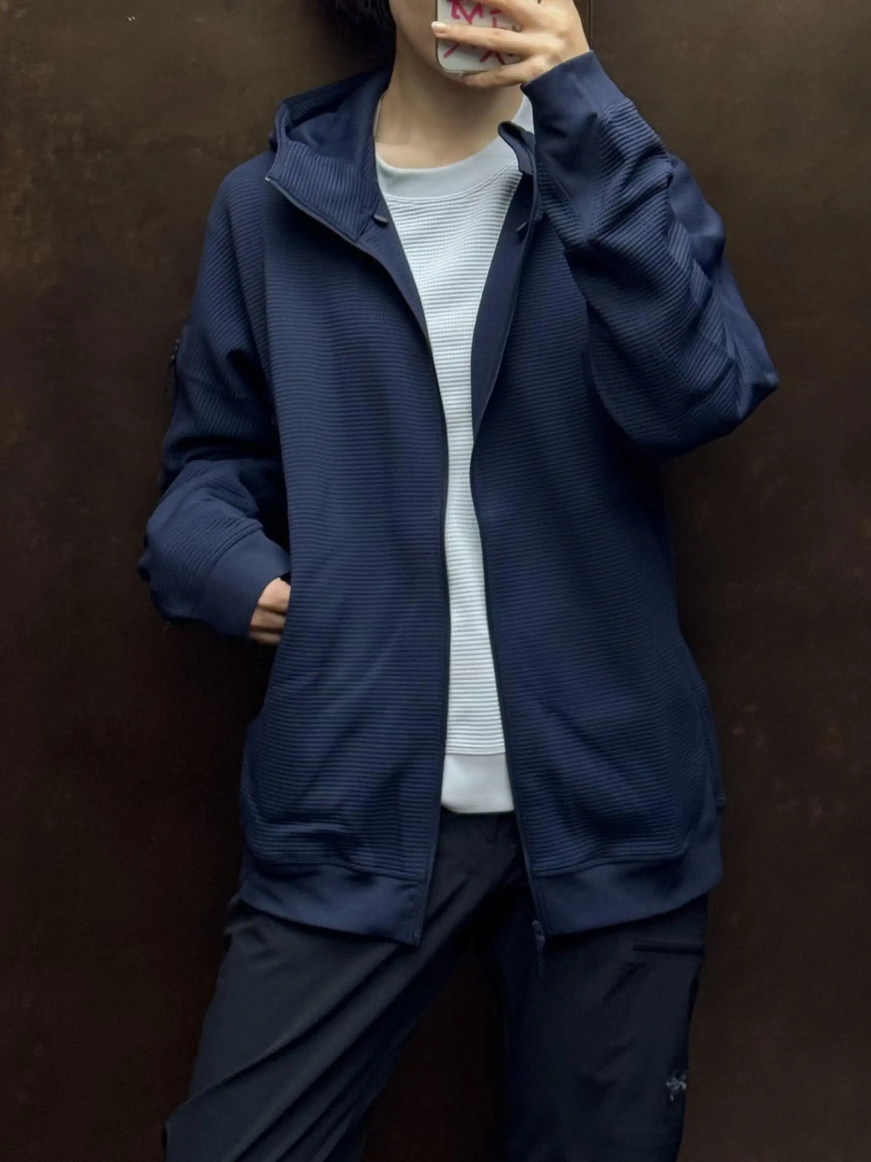 Olera Waffle-Knit Zip-Up Hooded Jacket D34022675 — view 6