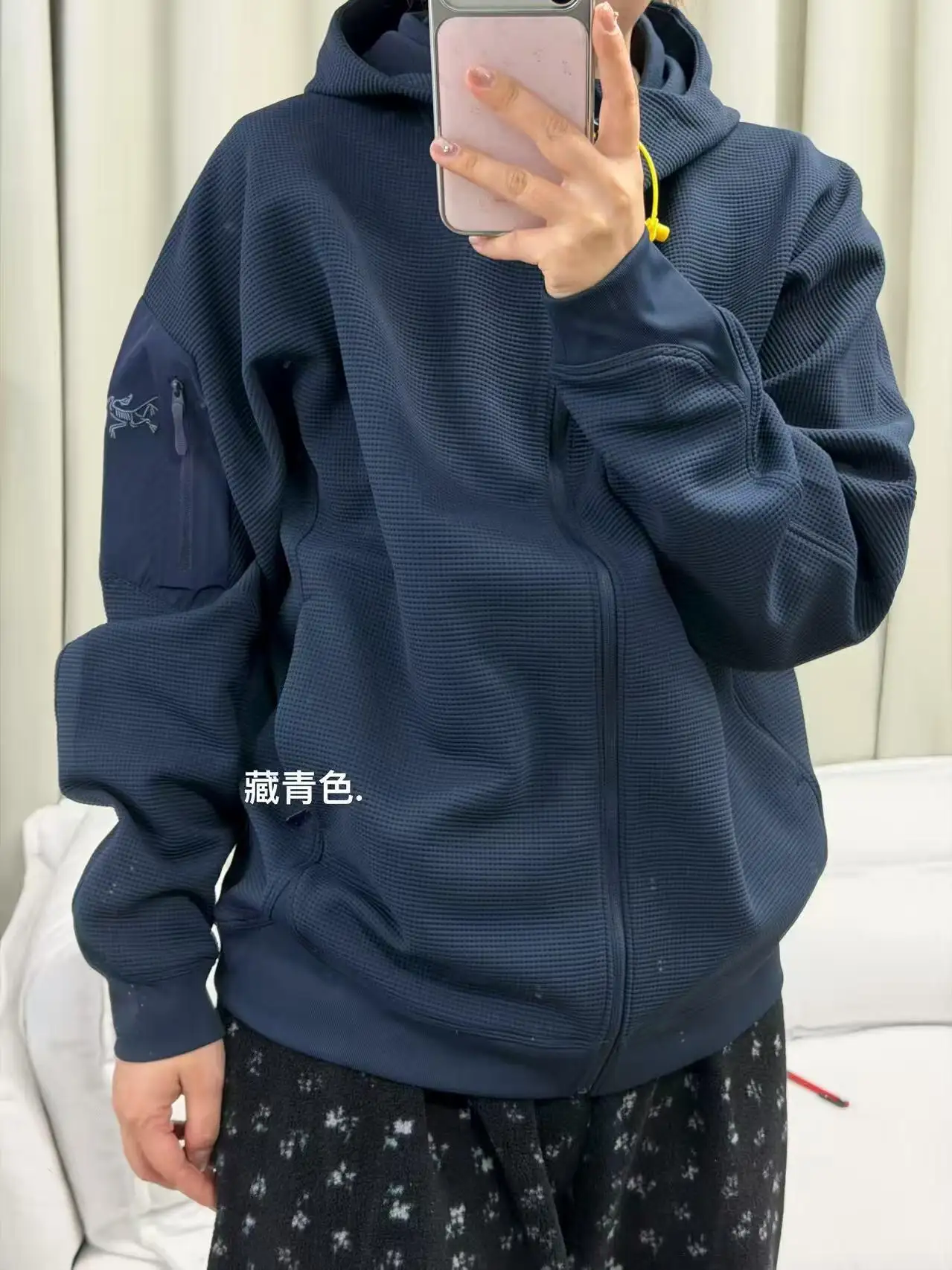 Olera Waffle-Knit Zip-Up Hooded Jacket D34022675 — view 7