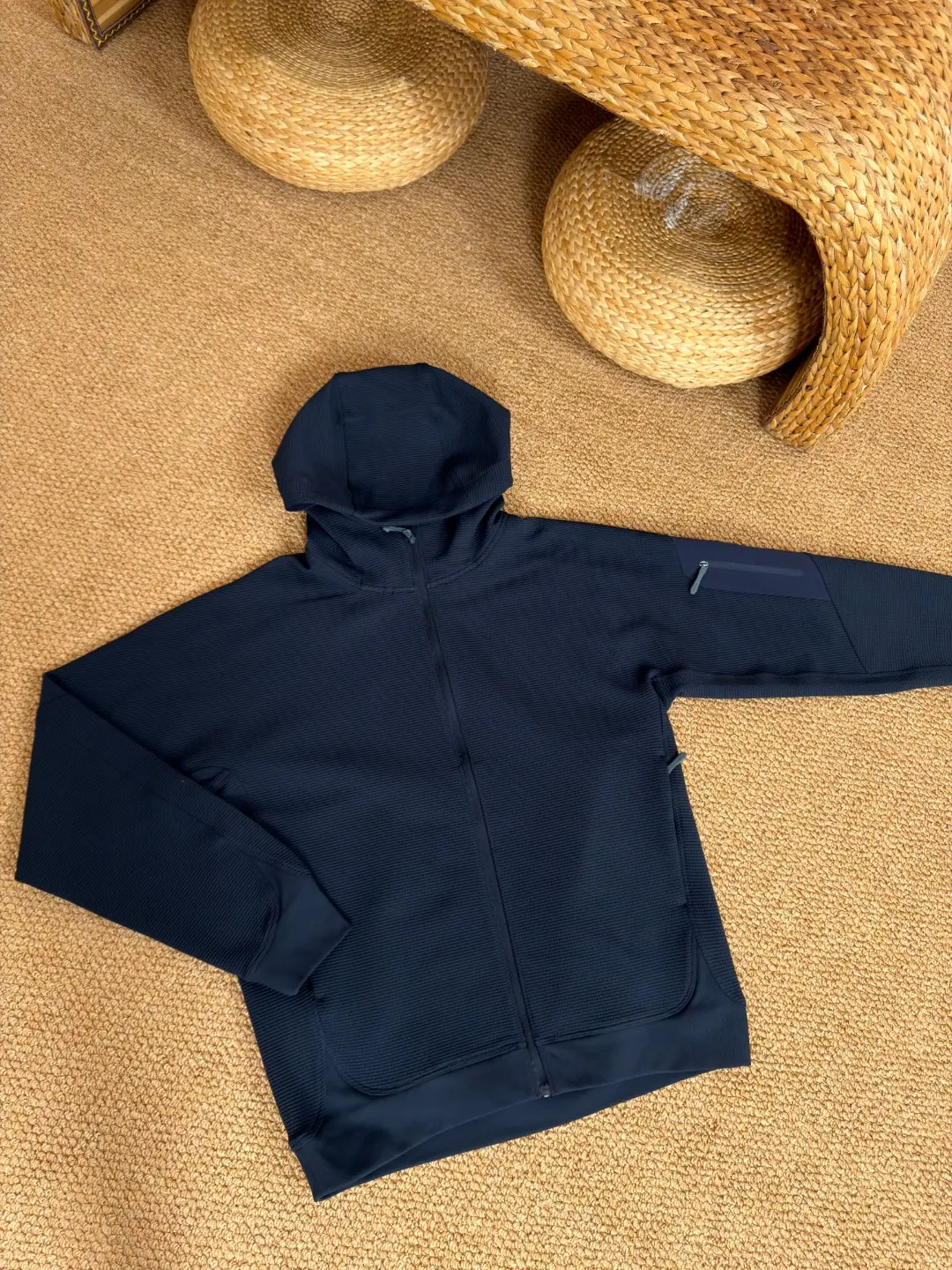 Olera Waffle-Knit Zip-Up Hooded Jacket D34022676