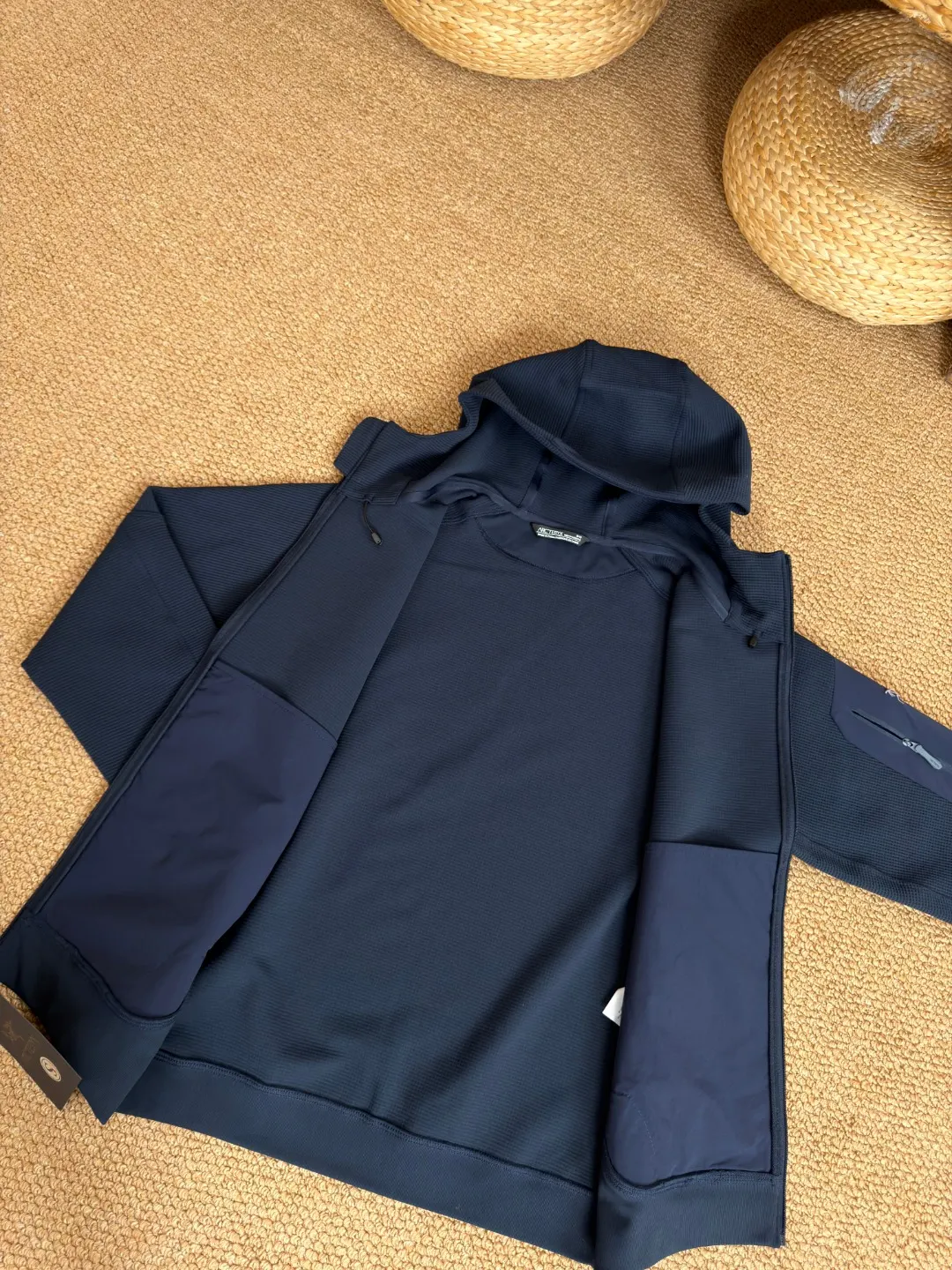 Olera Waffle-Knit Zip-Up Hooded Jacket D34022676 — view 7