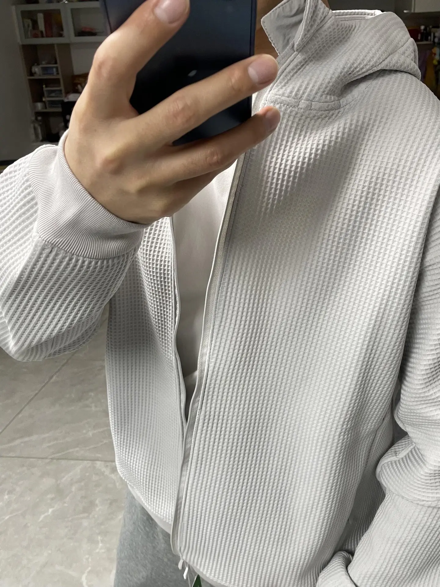Olera Full-Zip Waffle-Knit Hooded Jacket D34022677 — view 5