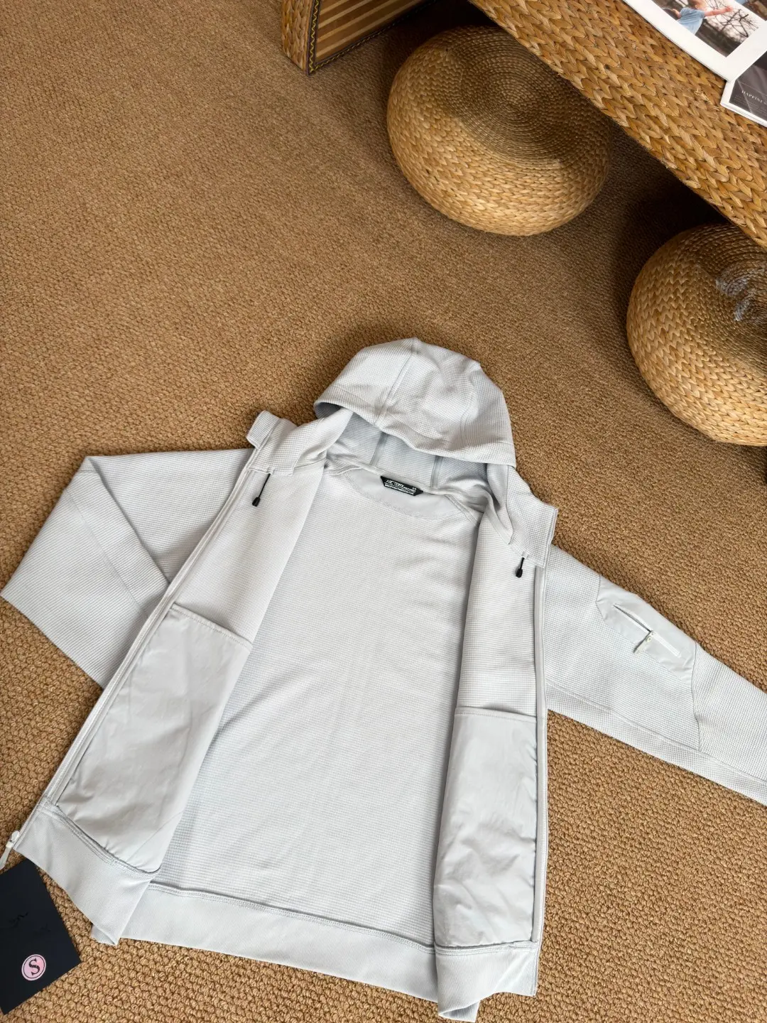 Olera Waffle-Knit Full-Zip Hoodie D34022678 — view 7