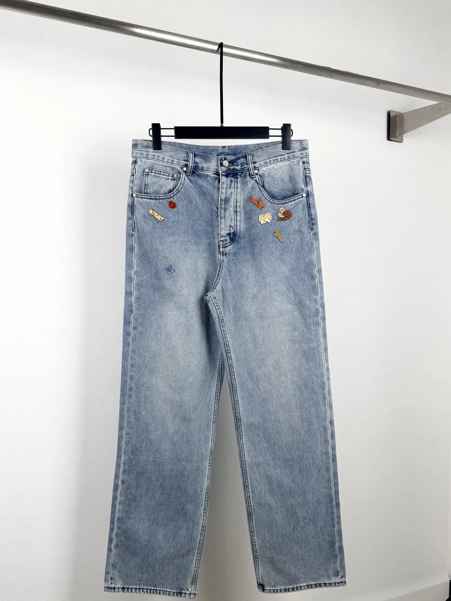 Monogram Embroidered Straight-Leg Jeans D34020099
