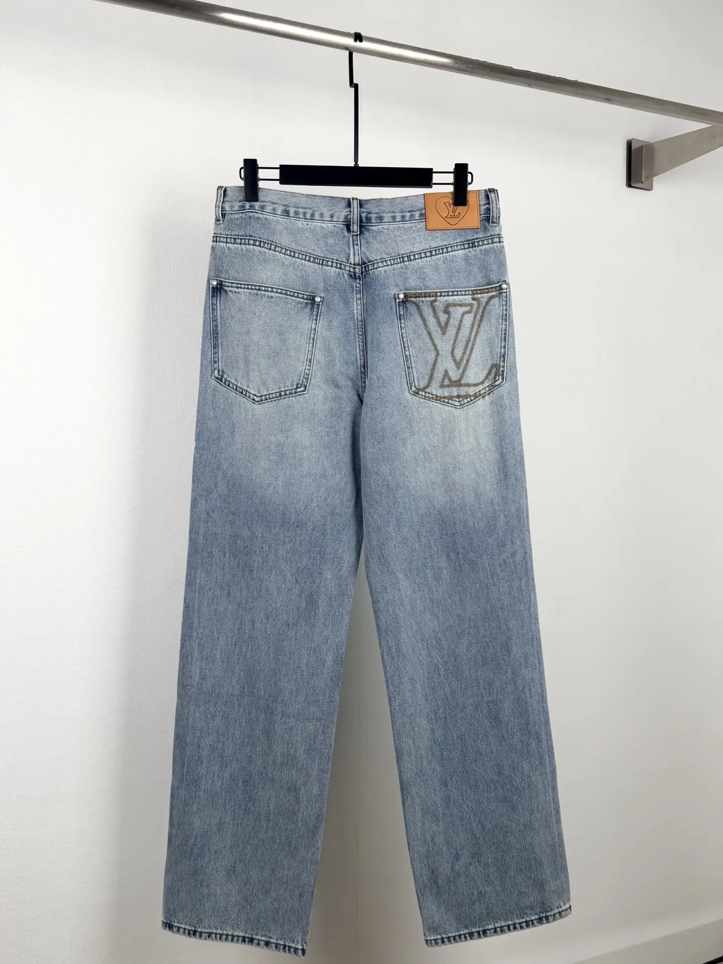 Monogram Embroidered Straight-Leg Jeans D34020099 — view 3