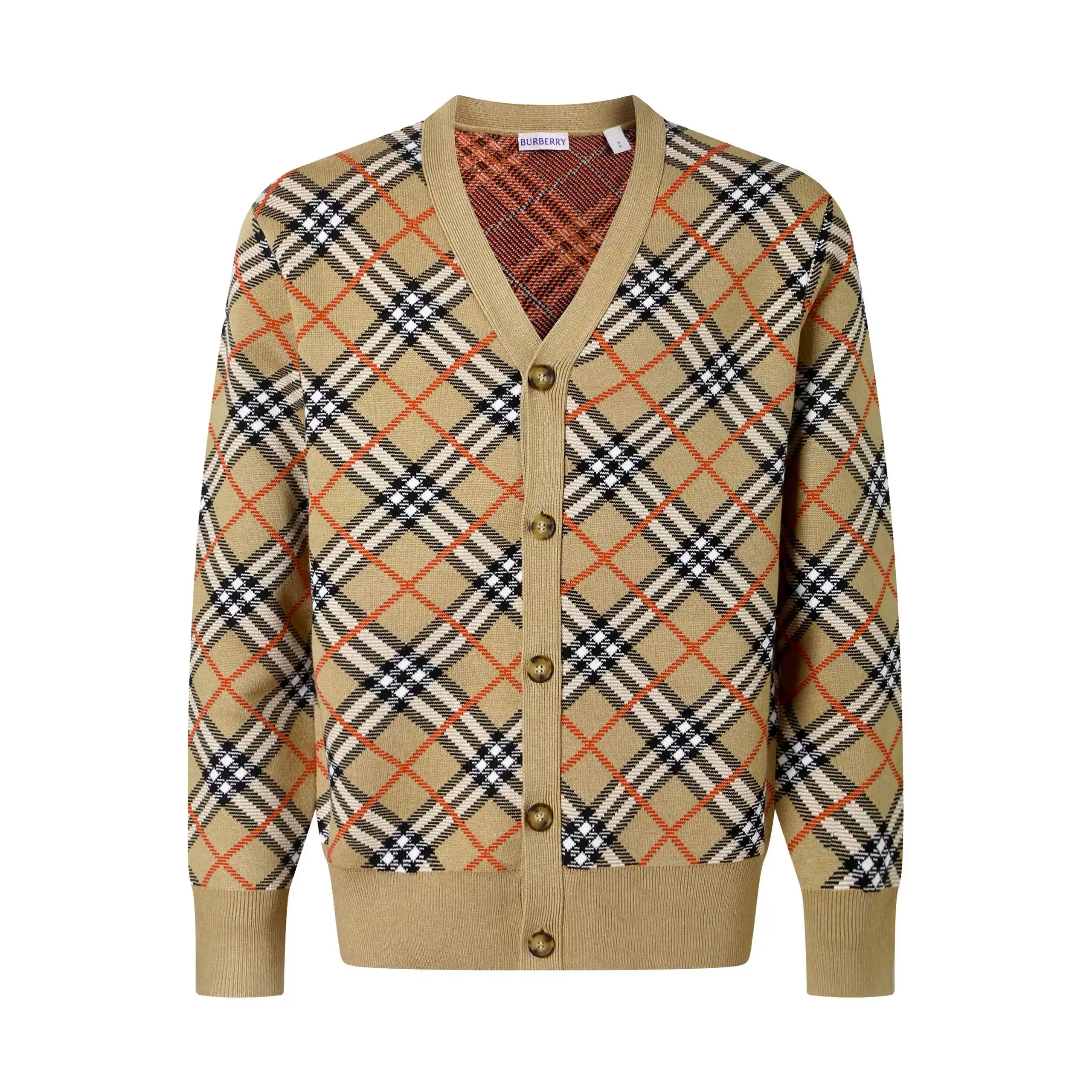 Check Cotton-Wool Blend Jacquard Cardigan D34523582