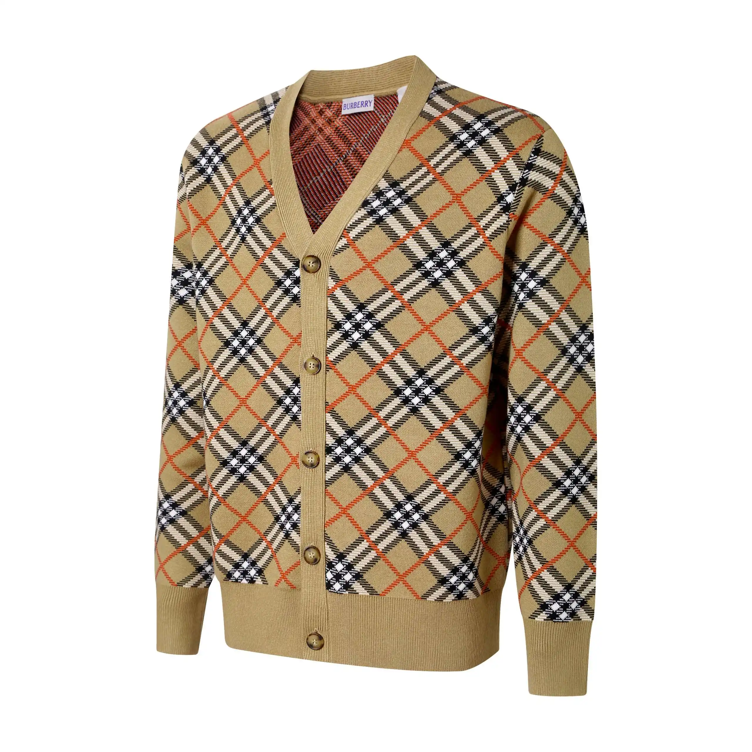 Check Cotton-Wool Blend Jacquard Cardigan D34523582 — view 2