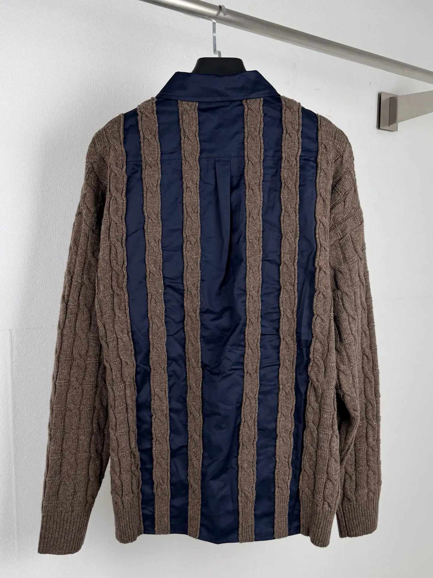 Anagram Hybrid Cable-Knit and Poplin Shirt D34521434 — view 3