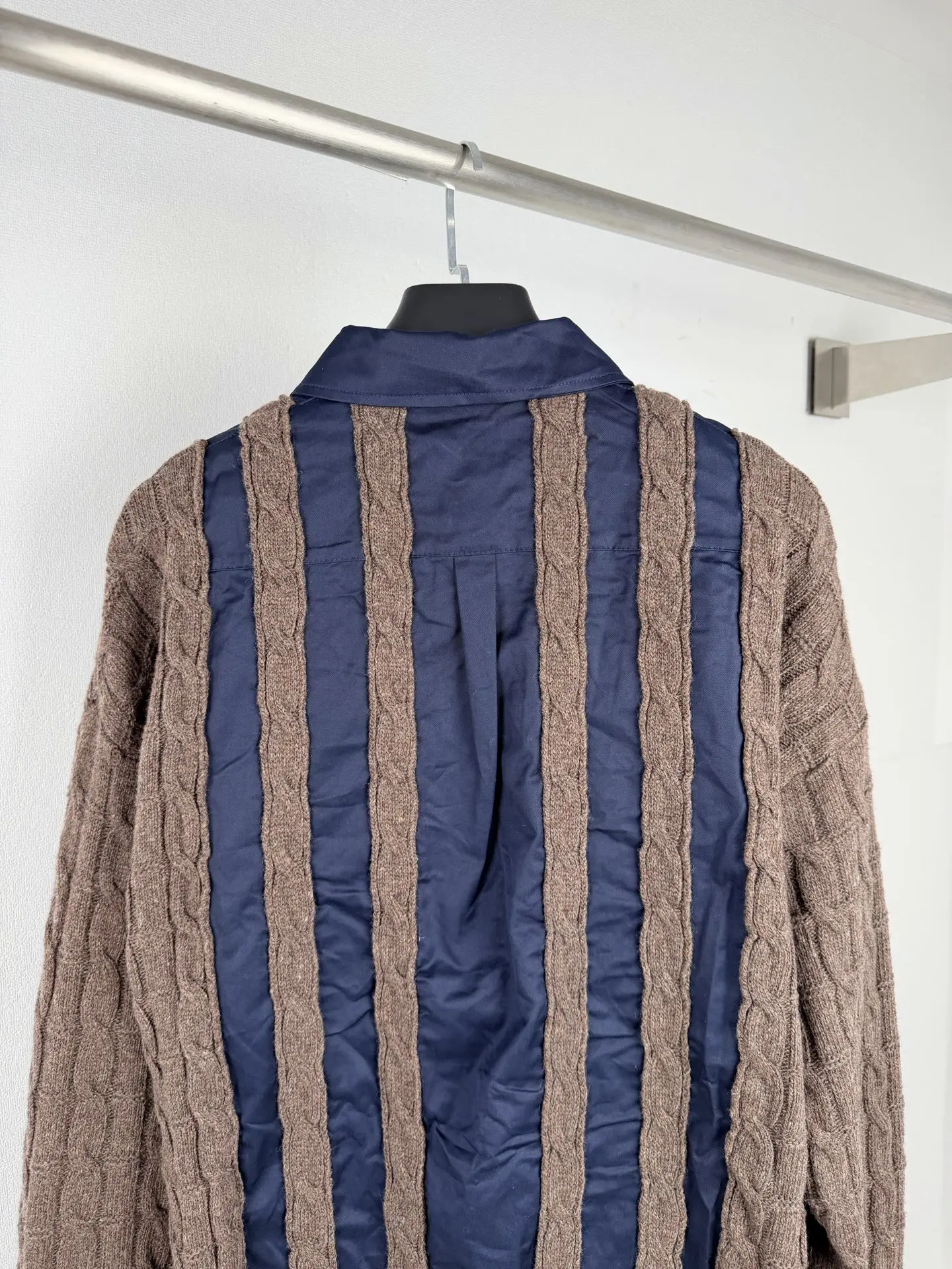 Anagram Hybrid Cable-Knit and Poplin Shirt D34521434 — view 4