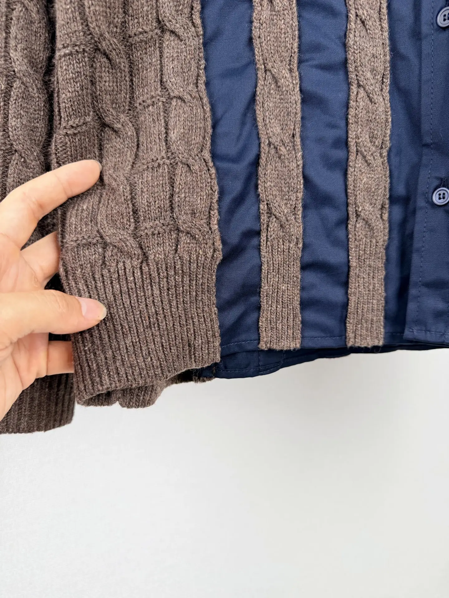 Anagram Hybrid Cable-Knit and Poplin Shirt D34521434 — view 9