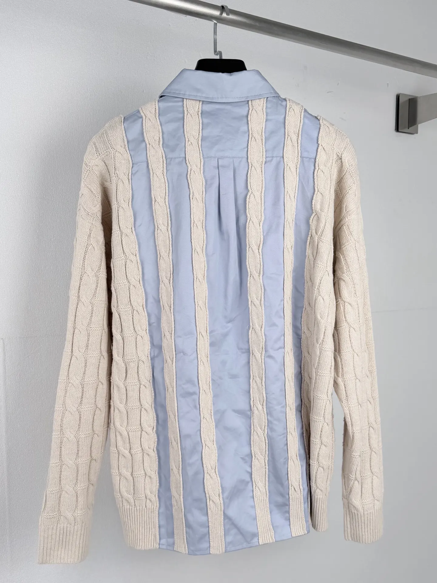 Anagram Embroidered Hybrid Cable-Knit Shirt D34521433 — view 3