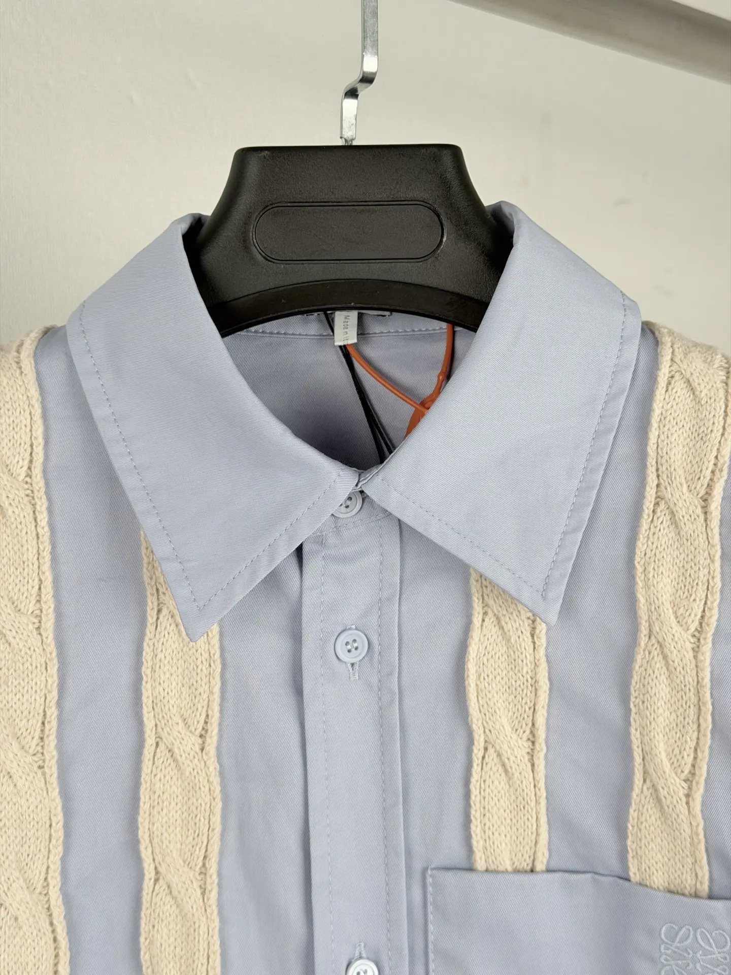 Anagram Embroidered Hybrid Cable-Knit Shirt D34521433 — view 5
