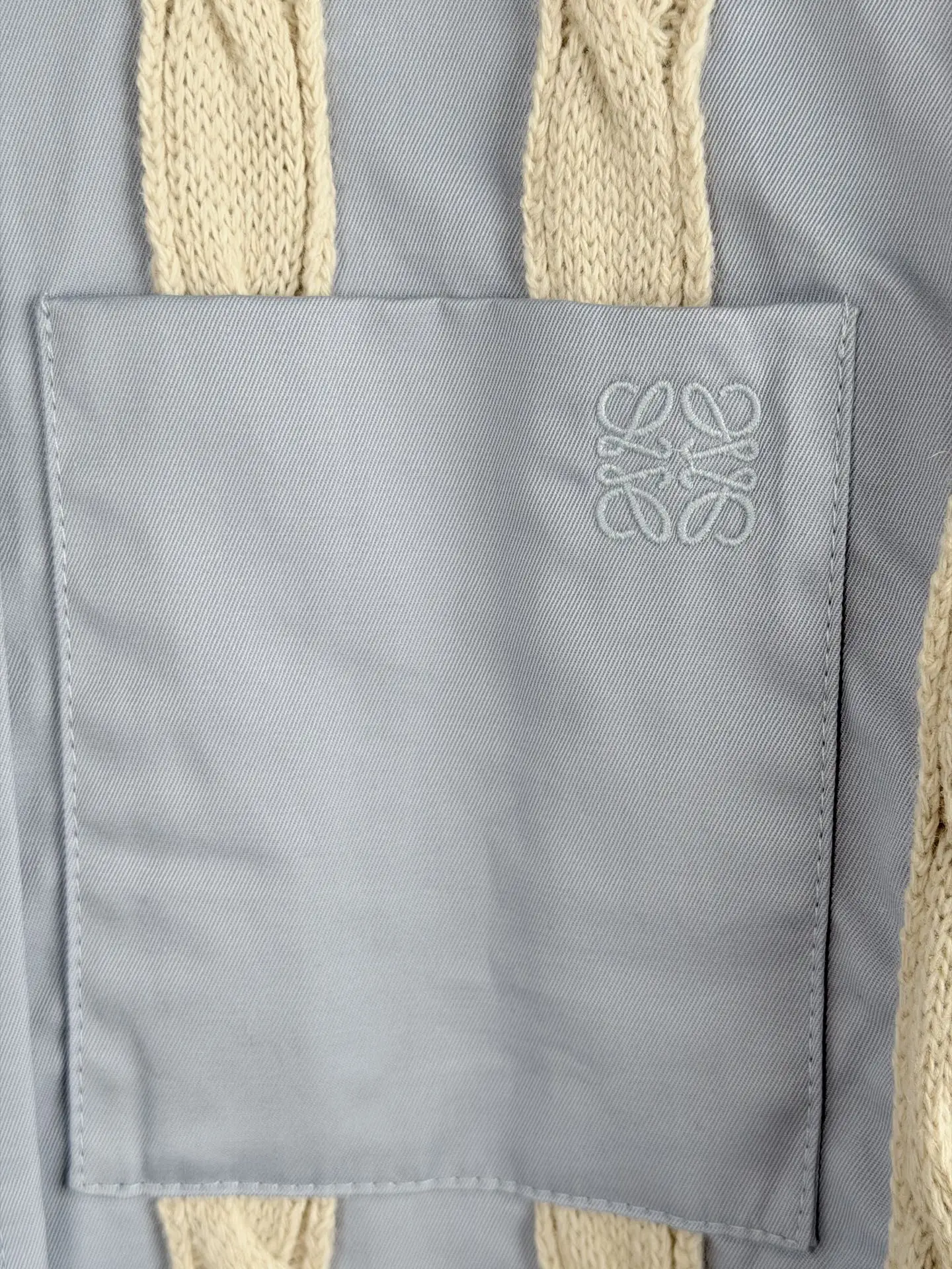 Anagram Embroidered Hybrid Cable-Knit Shirt D34521433 — view 6