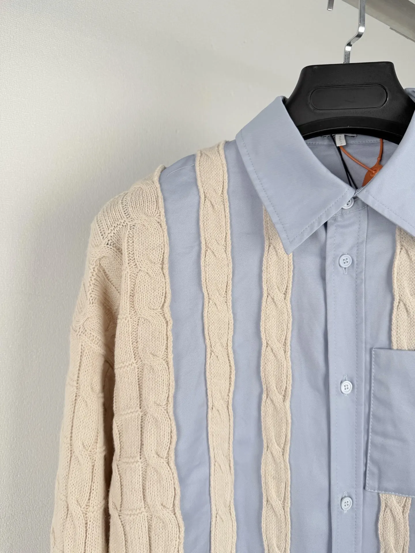 Anagram Embroidered Hybrid Cable-Knit Shirt D34521433 — view 7