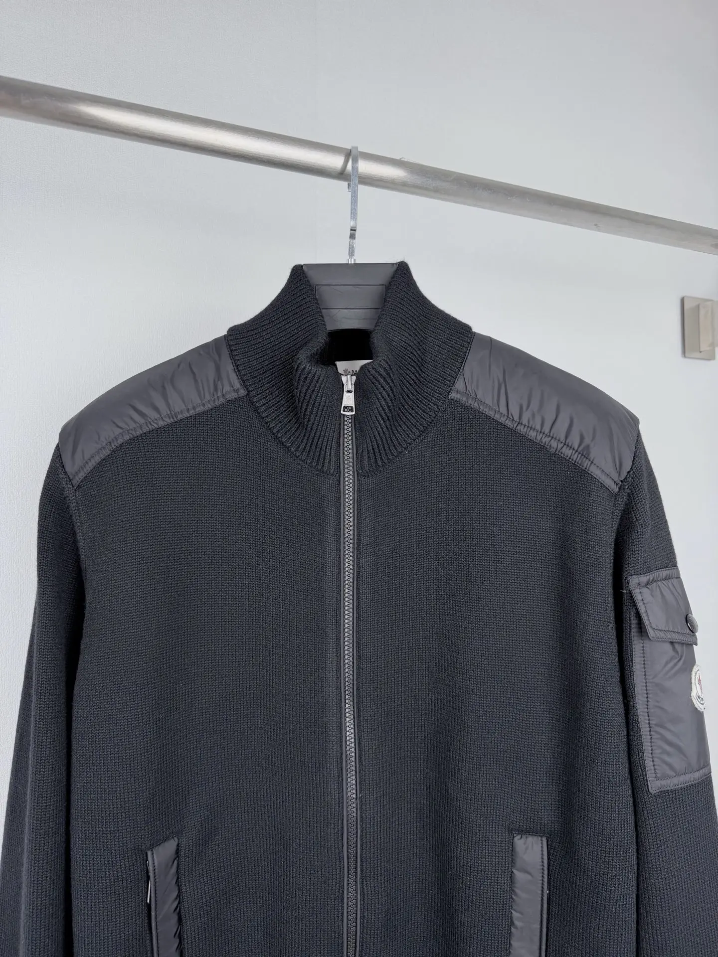 Wool and Nylon Mixed-Media Zip-Up Cardigan D34520025 — view 2