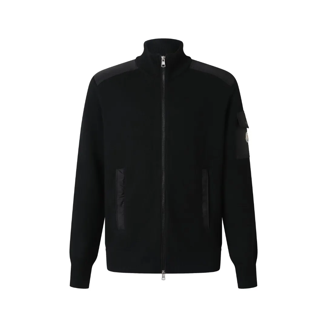 Wool and Nylon Paneled Zip-Up Cardigan D34521909