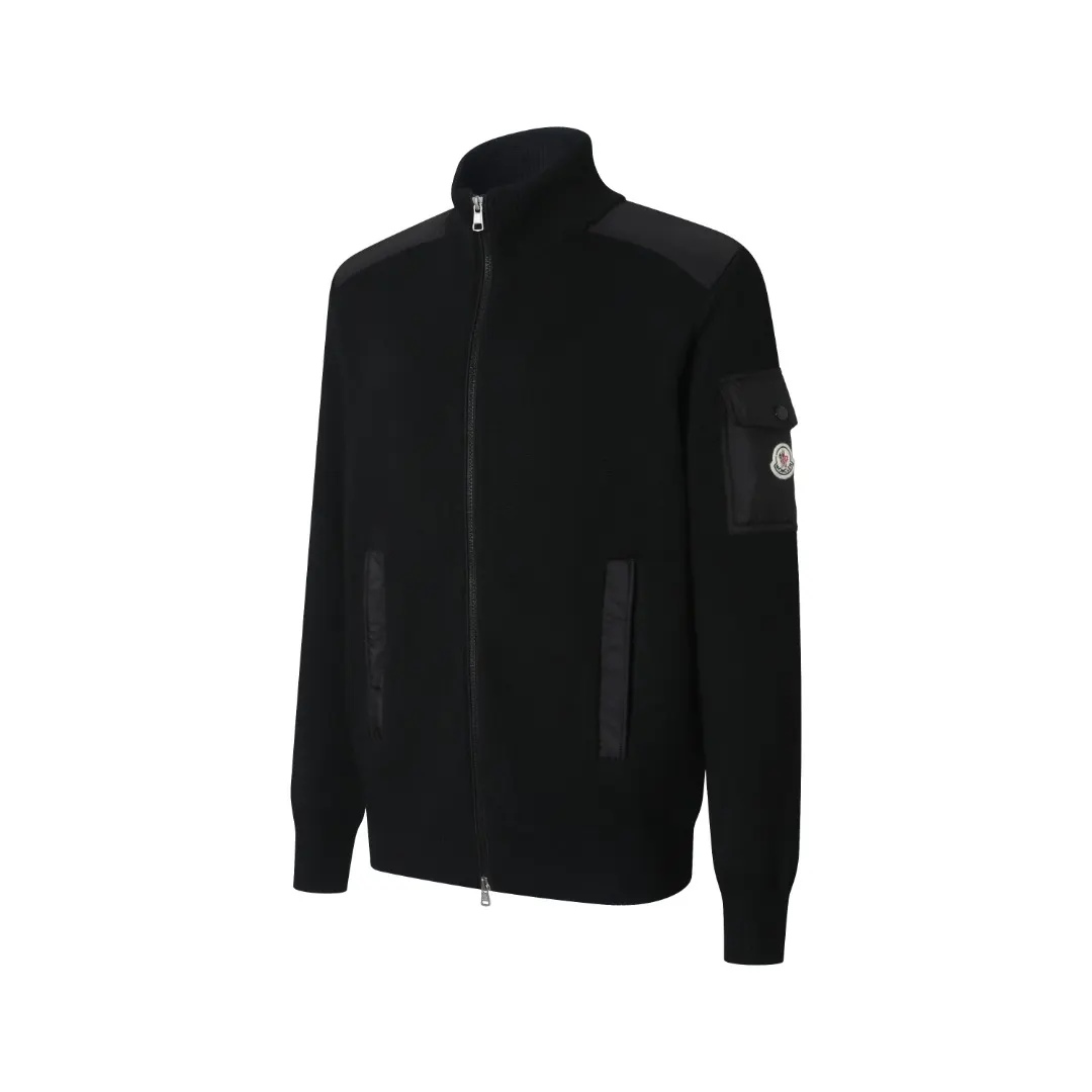 Wool and Nylon Paneled Zip-Up Cardigan D34521909 — view 2
